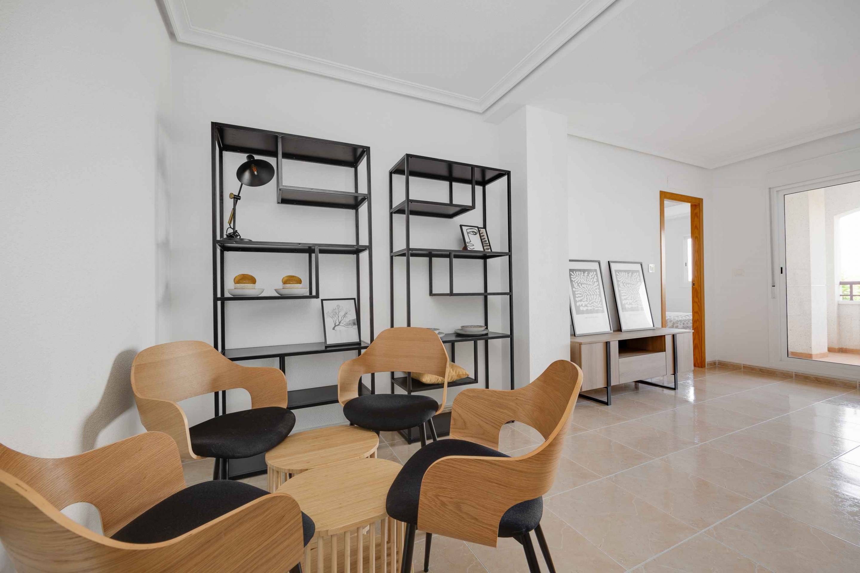 Bedroom with fitted wardrobe and window, new-build apartment, San Fulgencio Pueblo