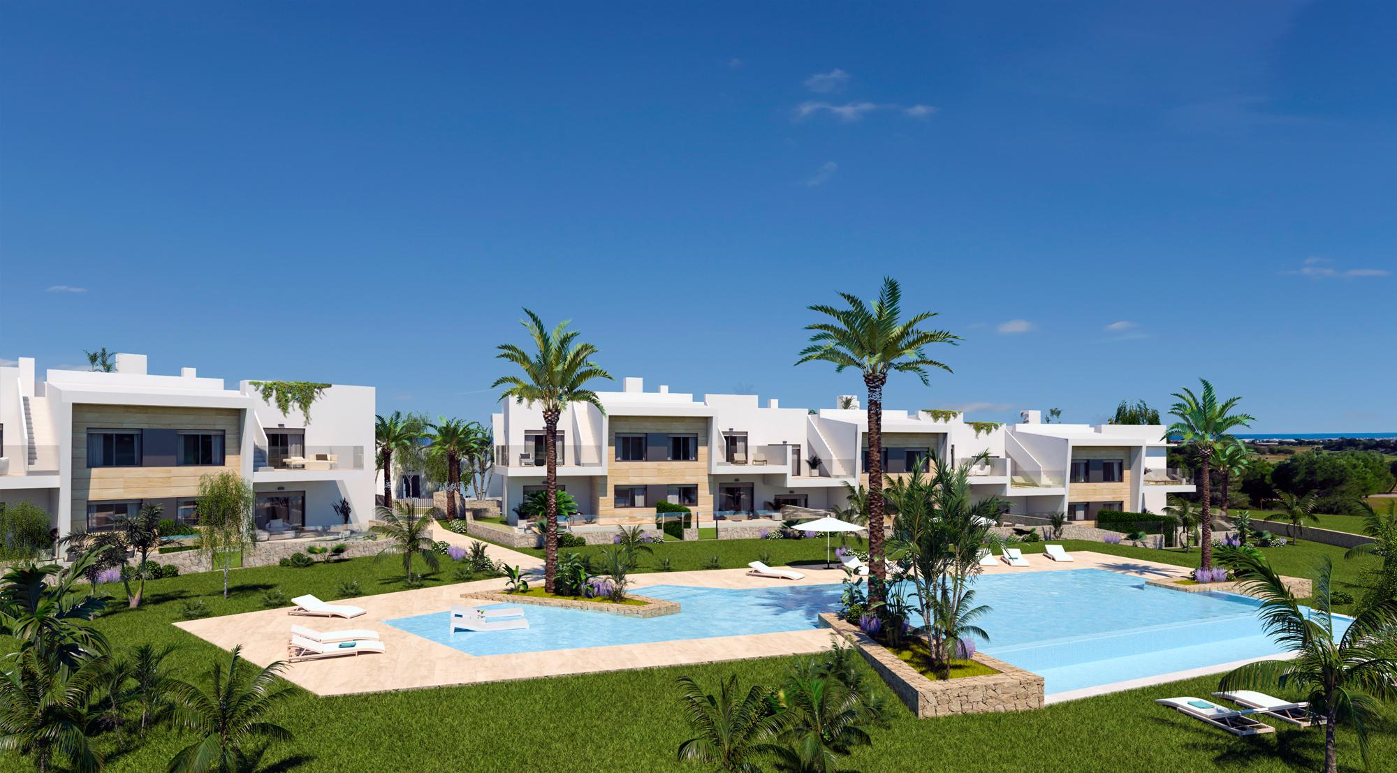 Living area with large windows in new-build apartment, Lo Romero Golf