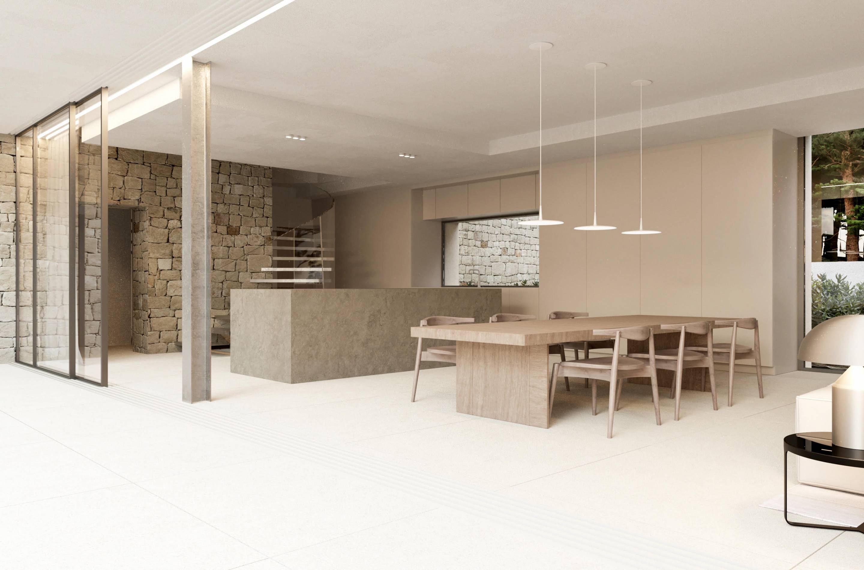 Street-facing facade of new-build villa on 1,046 m2 plot in Benimeit-Tabaira, Moraira