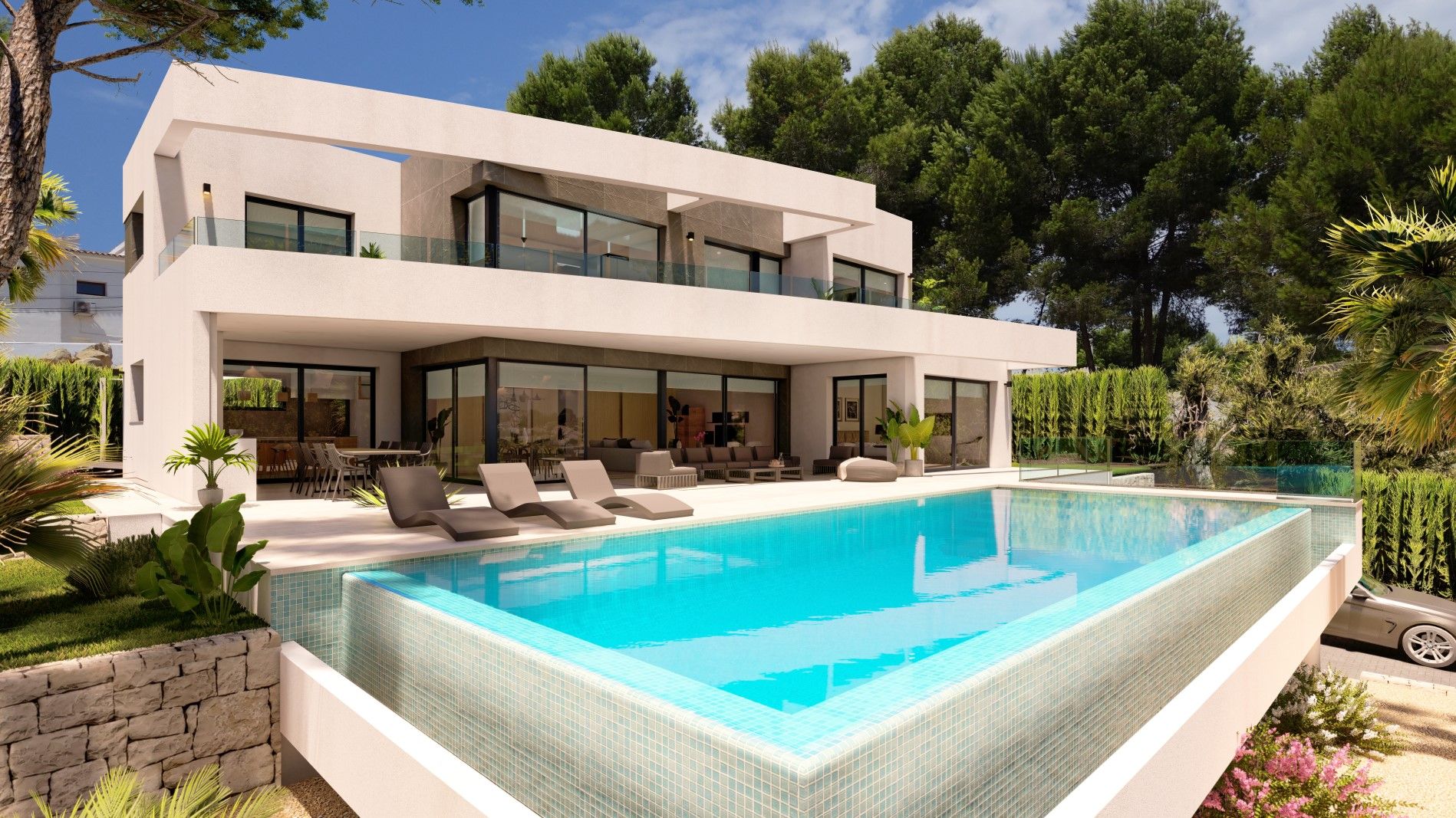 Private pool of 4-bedroom new-build villa in Benimeit-Tabaira, Moraira