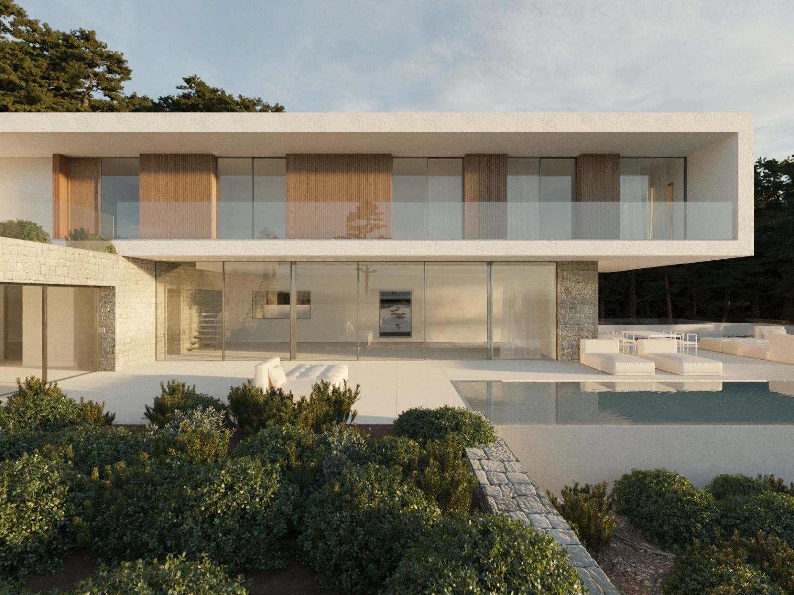 Outdoor area showing extent of 1,046 m2 plot of new-build villa in Benimeit-Tabaira