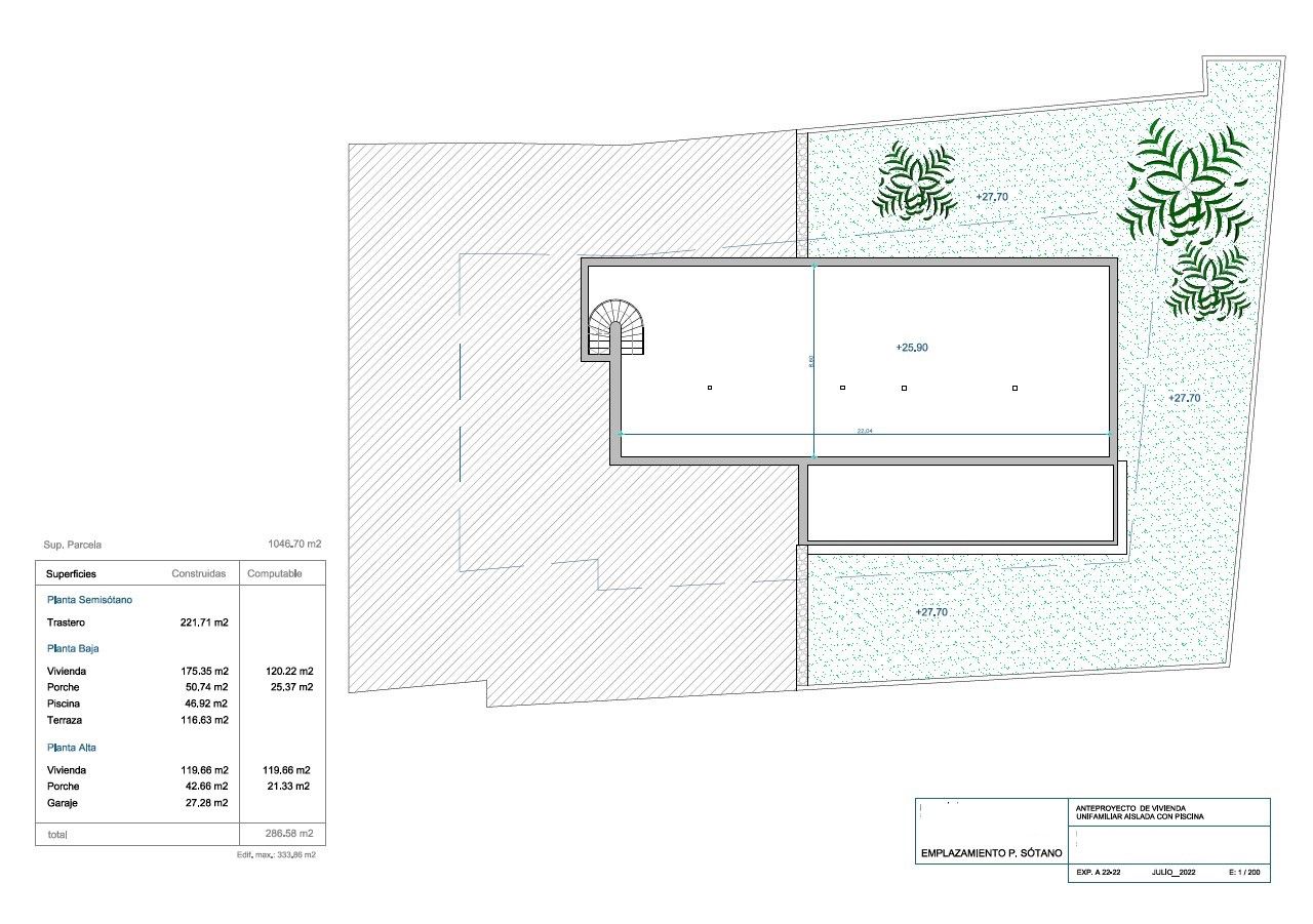 Site plan of new-build villa and 1,046 m2 plot in Benimeit-Tabaira, Moraira