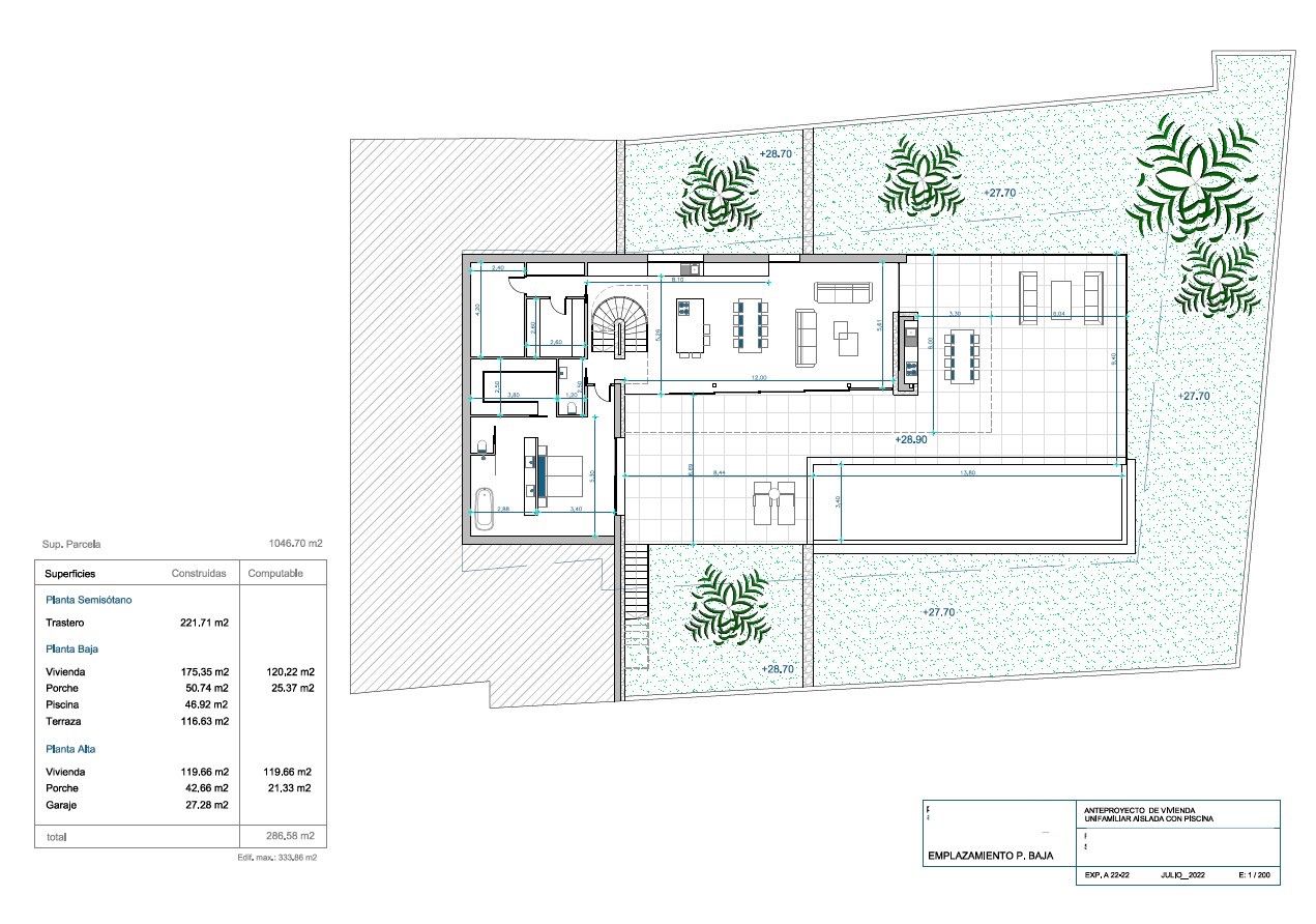 Detailed floor plan of 754 m2 new-build villa in Benimeit-Tabaira, Moraira