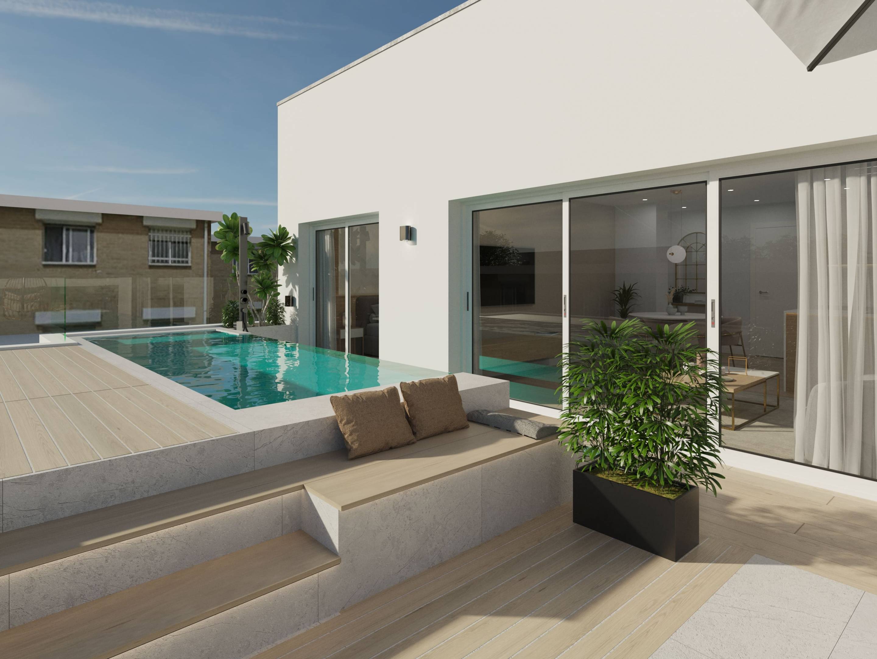 Living area in 1-bedroom new-build apartment, Pueblo, Guardamar Del Segura