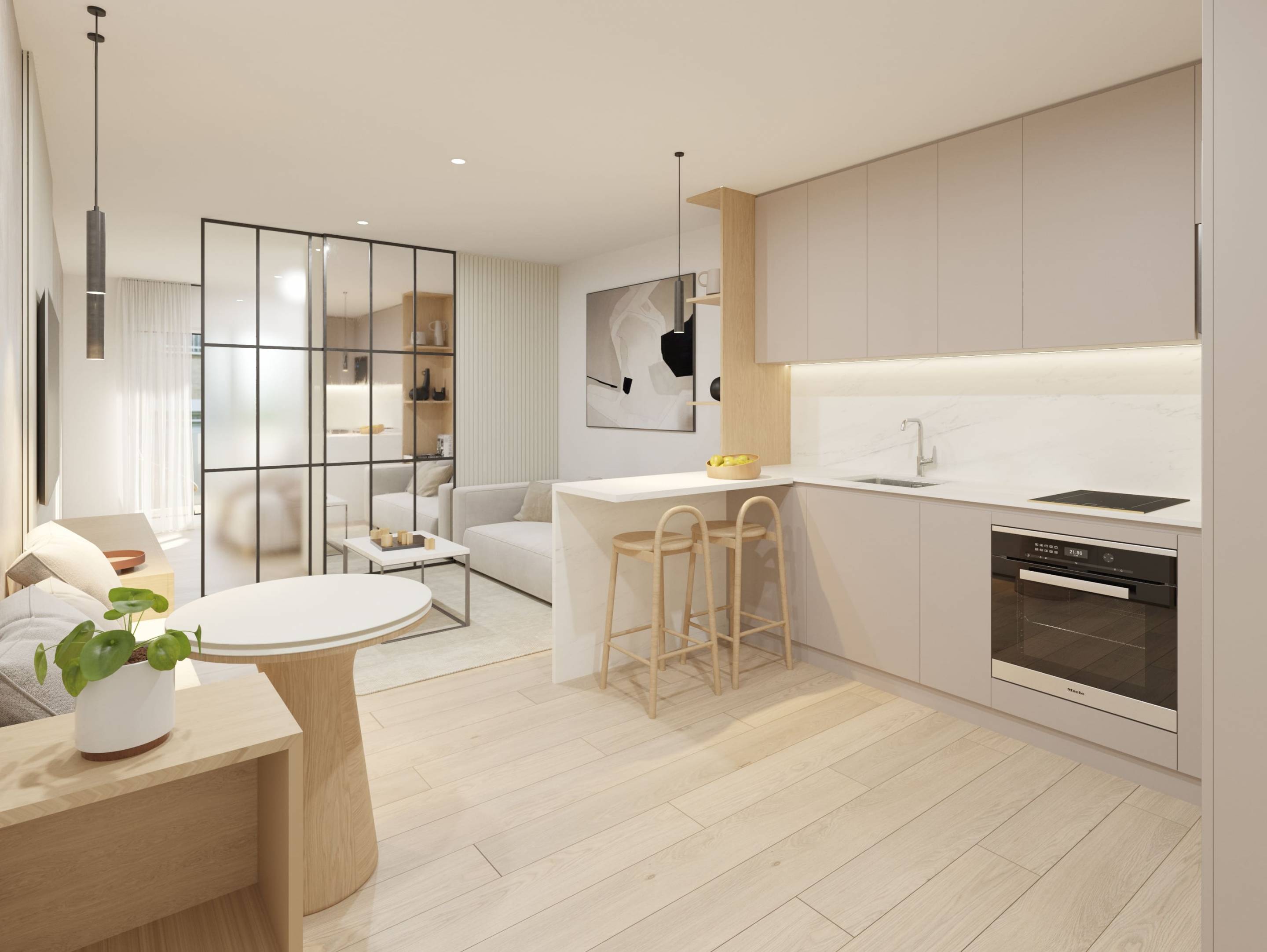 General layout view of open-plan area, new-build apartment, Pueblo