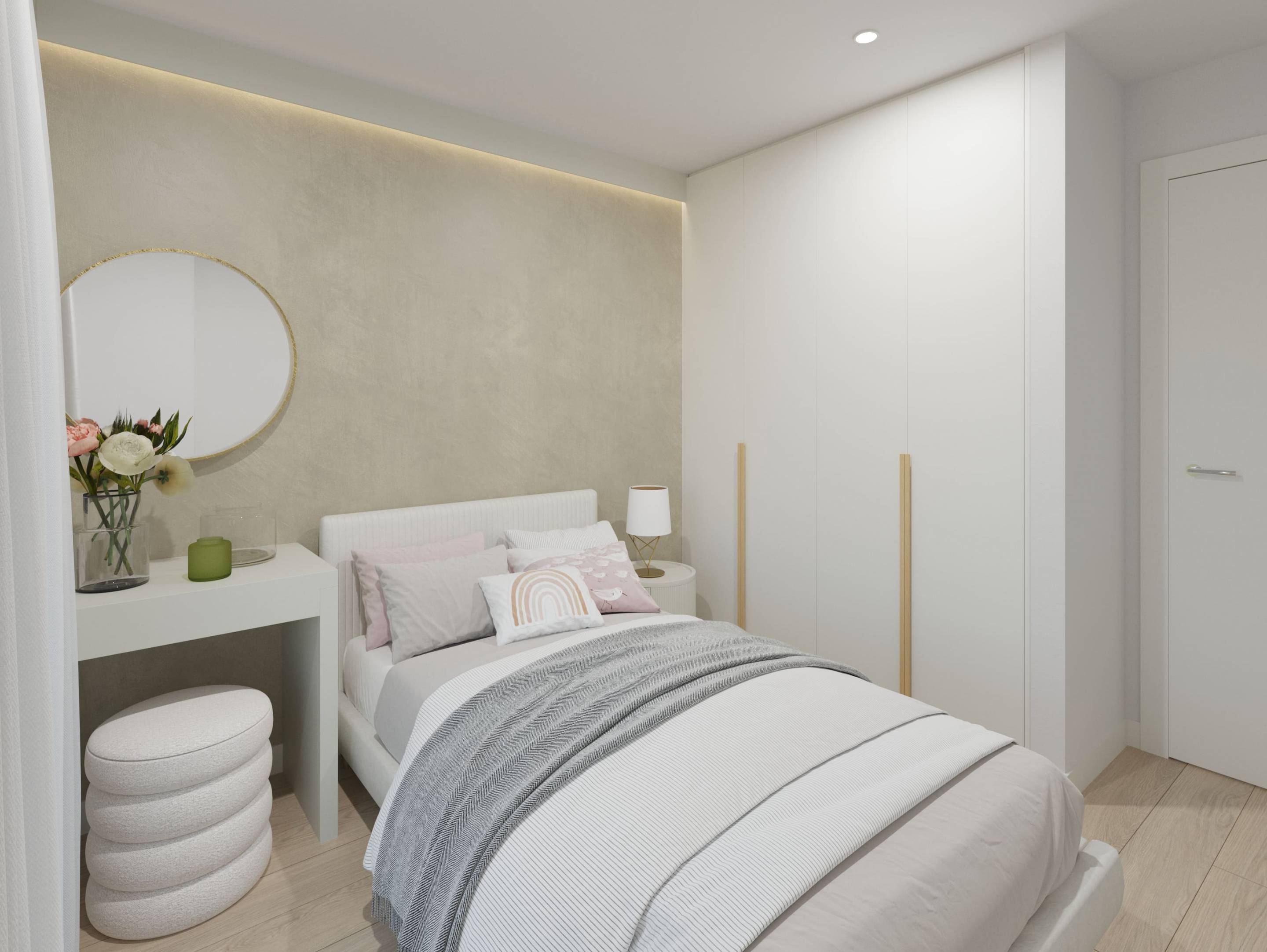 Bedroom with built-in wardrobes in new-build apartment, Pueblo, Guardamar Del Segura