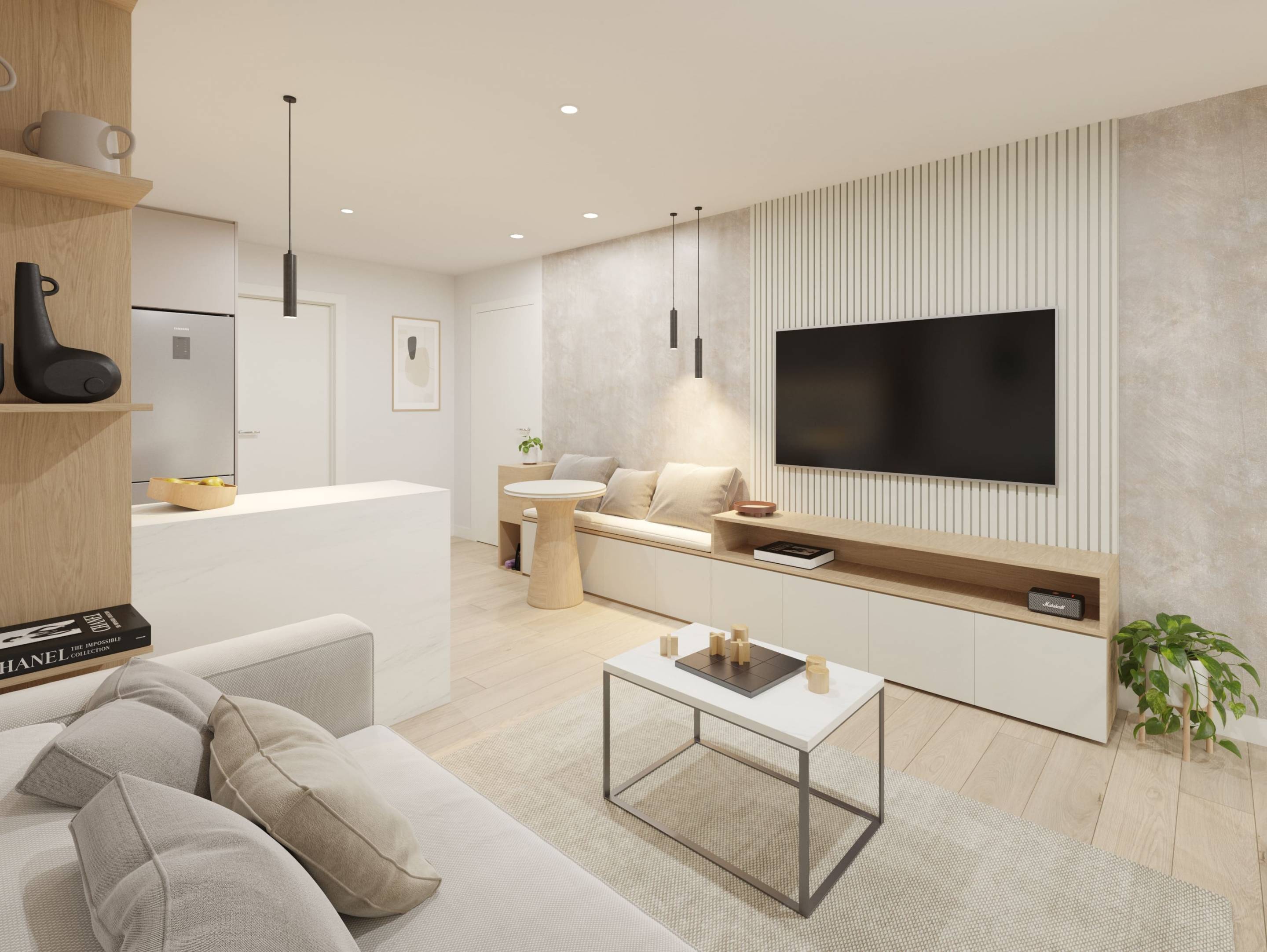 Living space overview, new-build penthouse, Pueblo, Guardamar Del Segura