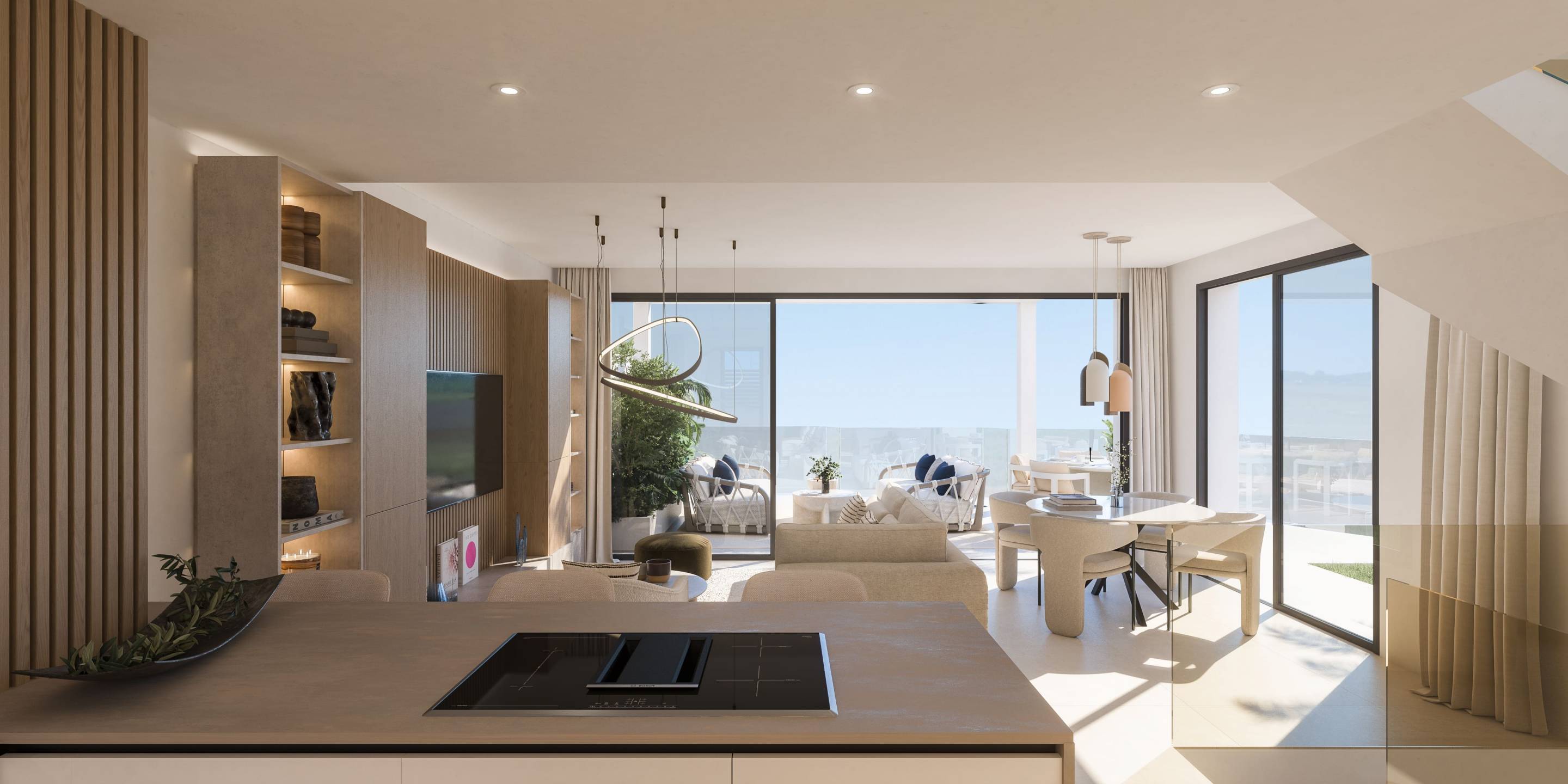 Garden area with landscaping in new-build townhouse, Torrenueva
