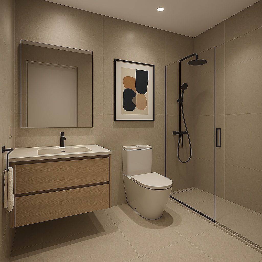 Main bathroom in new-build townhouse, Torrenueva, Mijas