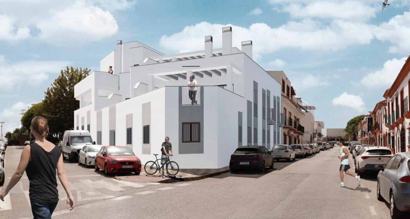 Kitchen with modern appliances and porcelain tile flooring, new-build penthouse, Cancelada, Estepona