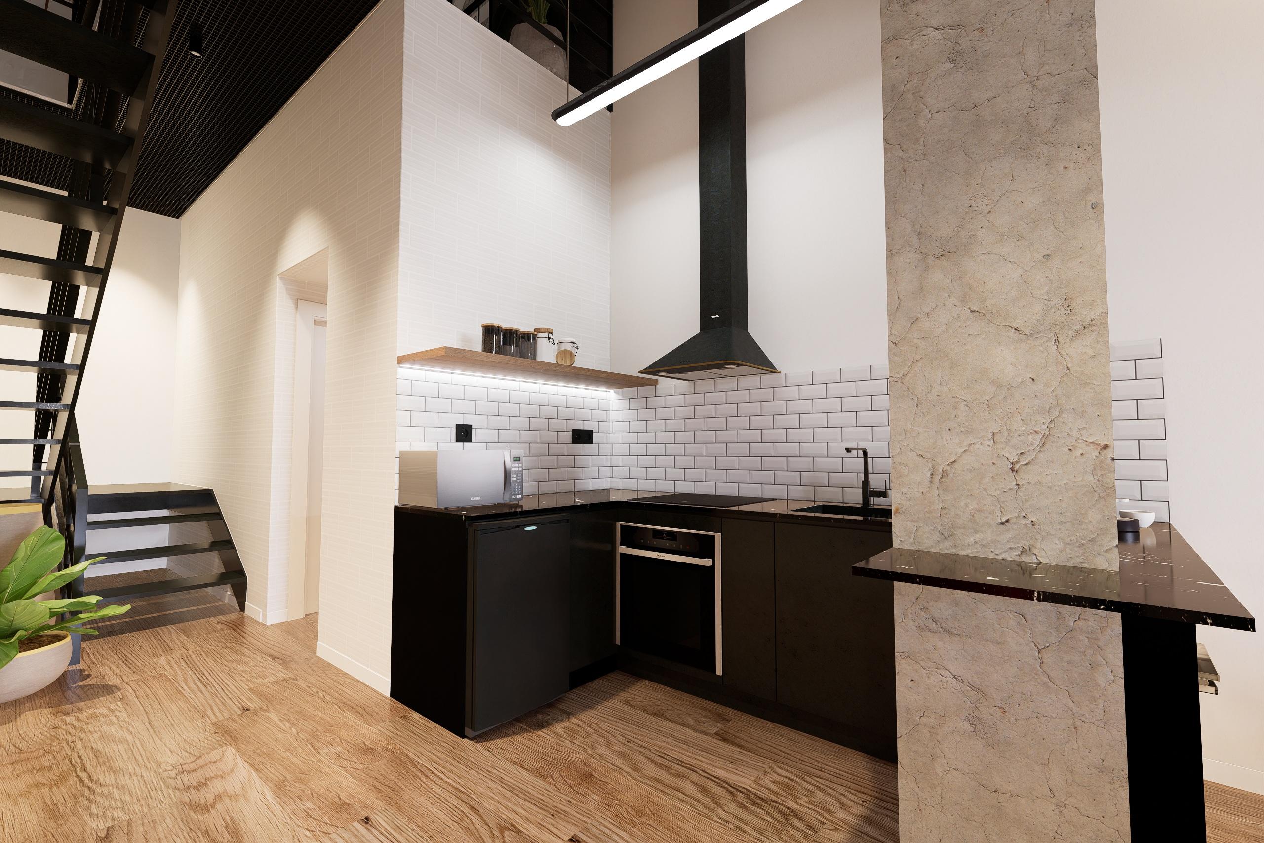 Building entrance and lift lobby, Alipark apartment block, Alicante