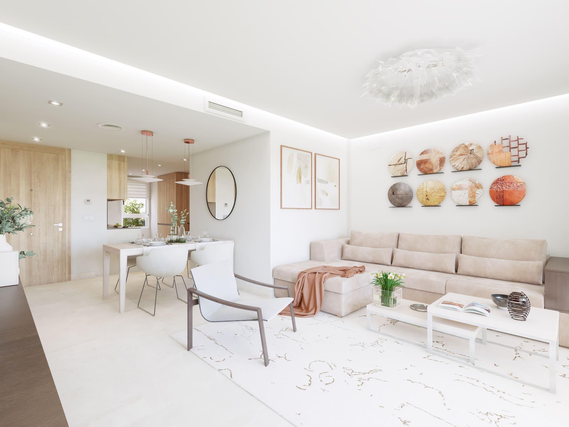 Communal pool area within new-build development, La Cala Golf, Mijas