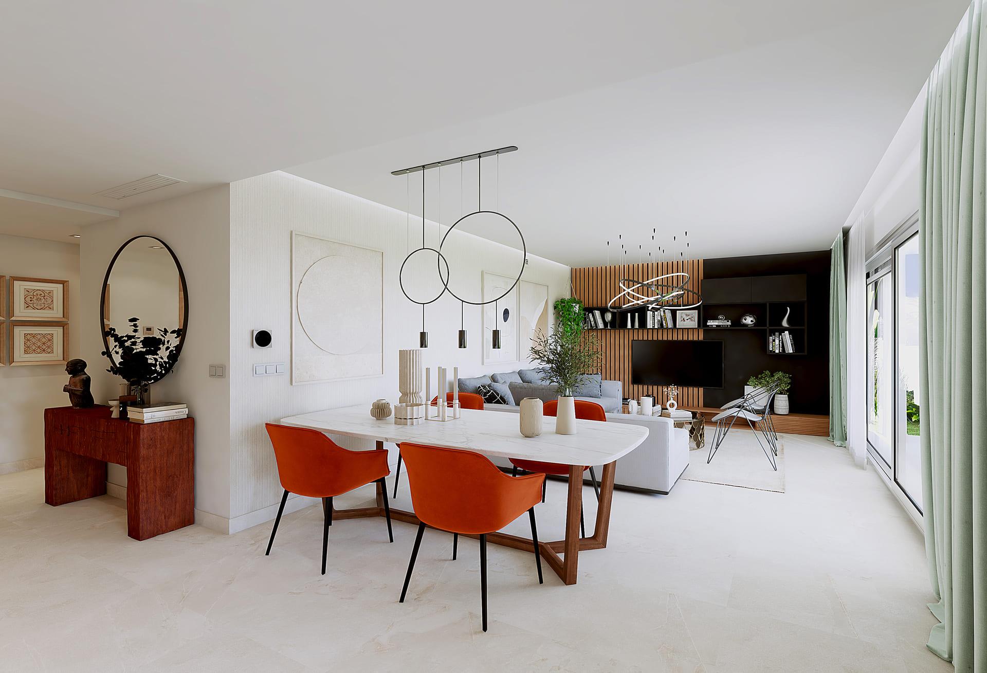 Entrance hall with tiled flooring in 3-bedroom penthouse, La Cala Golf, Mijas