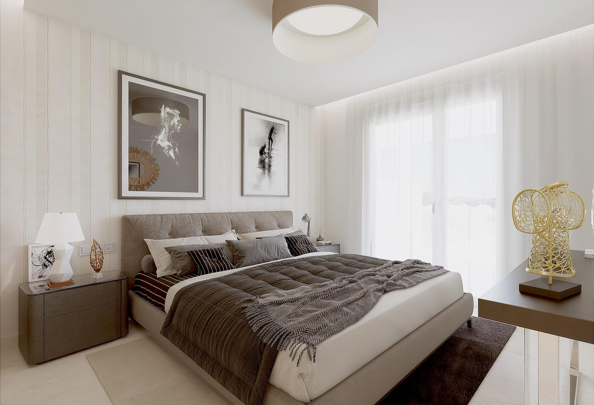Built-in wardrobes in bedroom of 3-bedroom penthouse, La Cala Golf