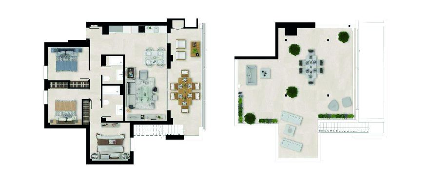 Floor plan showing layout of 3-bedroom penthouse, La Cala Golf, Mijas