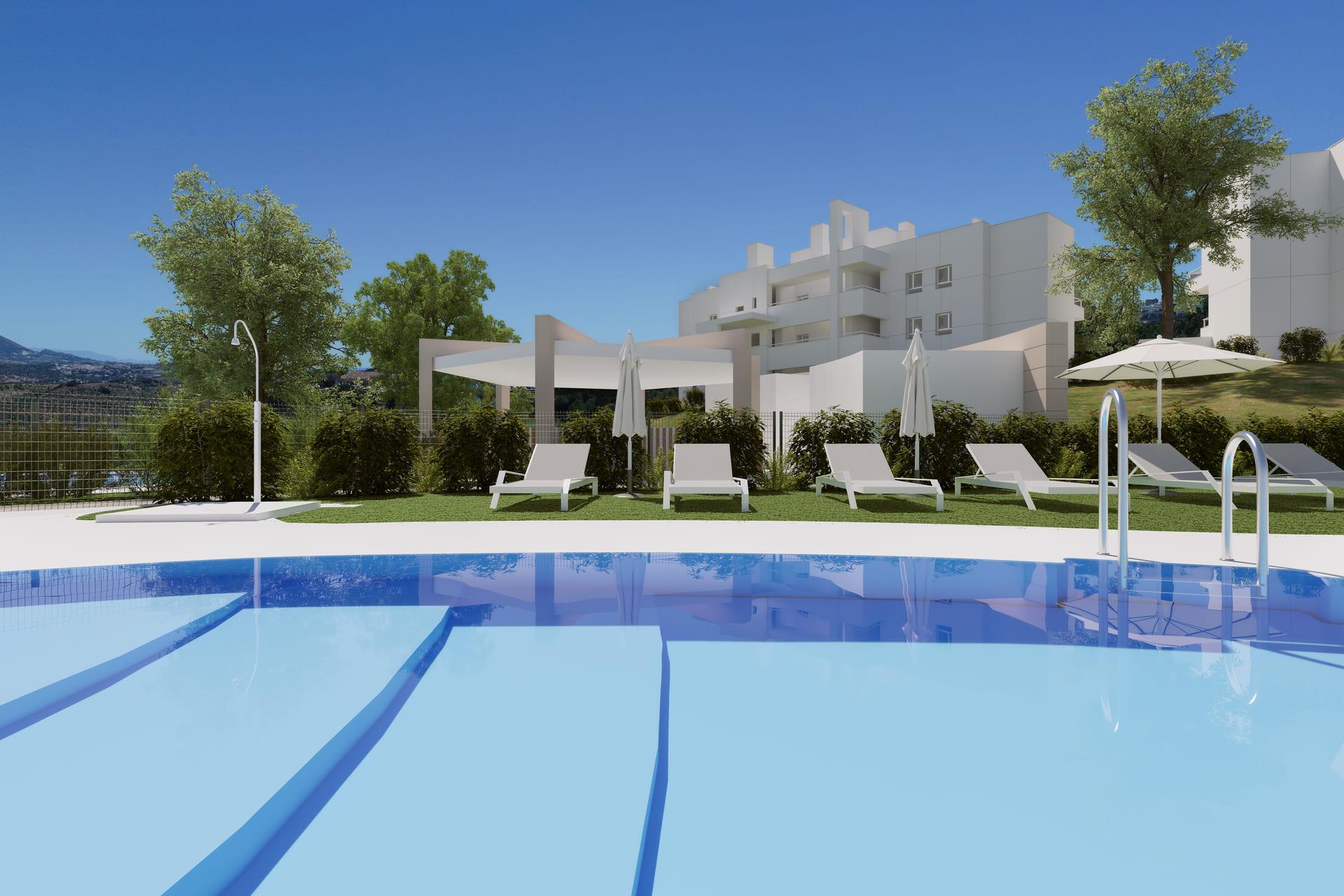 Fitted kitchen with white units in new-build penthouse, La Cala Golf, Mijas