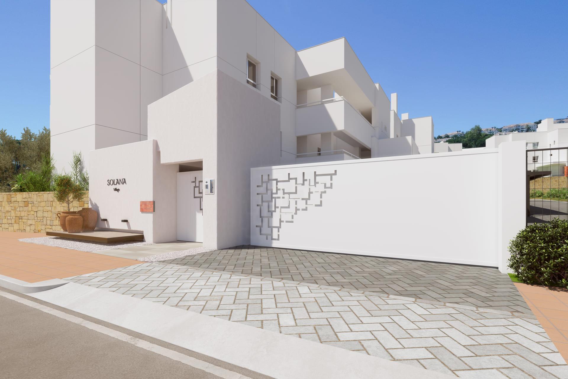 Covered terrace area adjoining living room, 3-bedroom penthouse, La Cala Golf