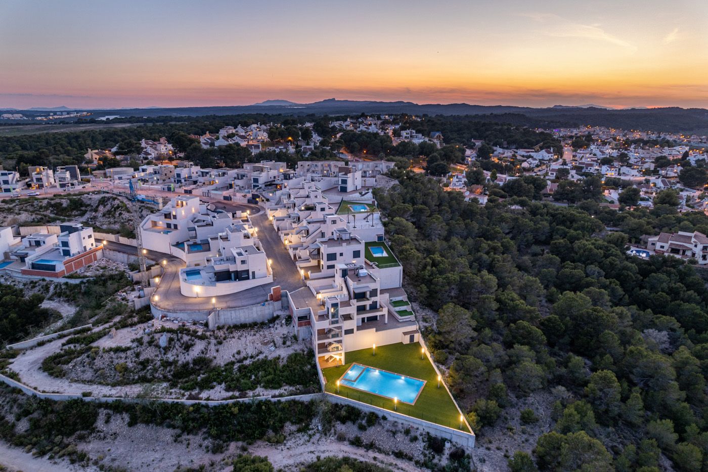 Two-space parking area within plot boundary, new-build villa, Bellavista