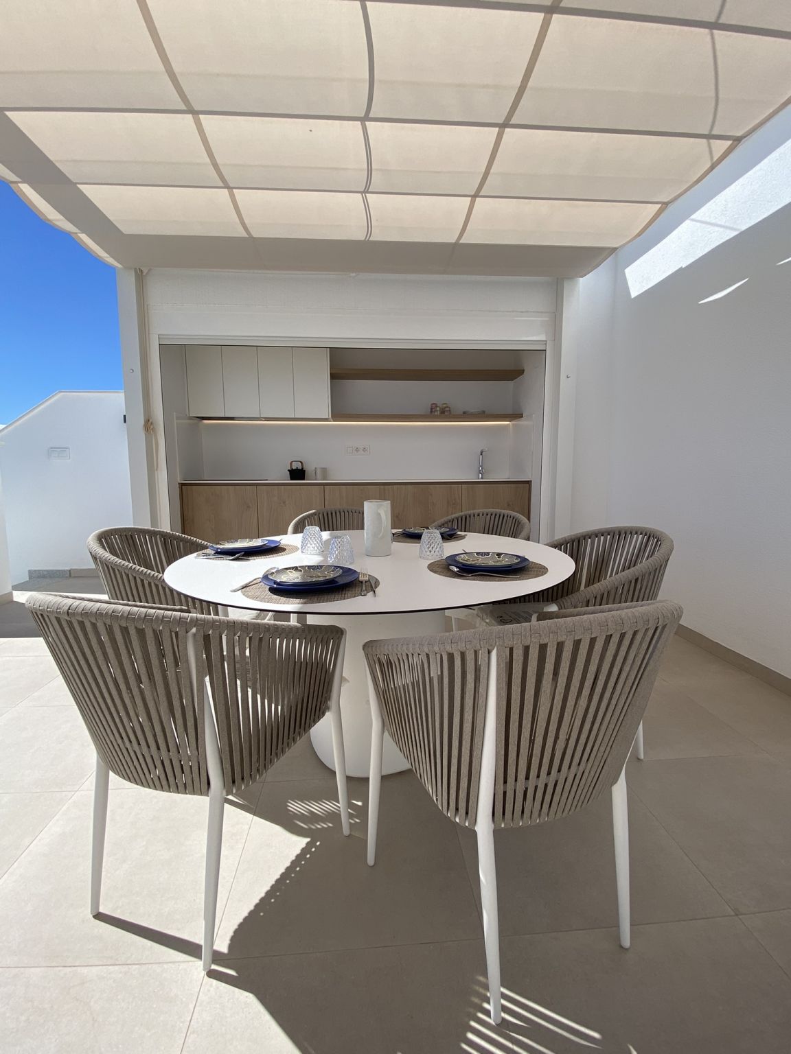 Landscaped gardens surrounding new-build bungalow complex, Pilar De La Horadada