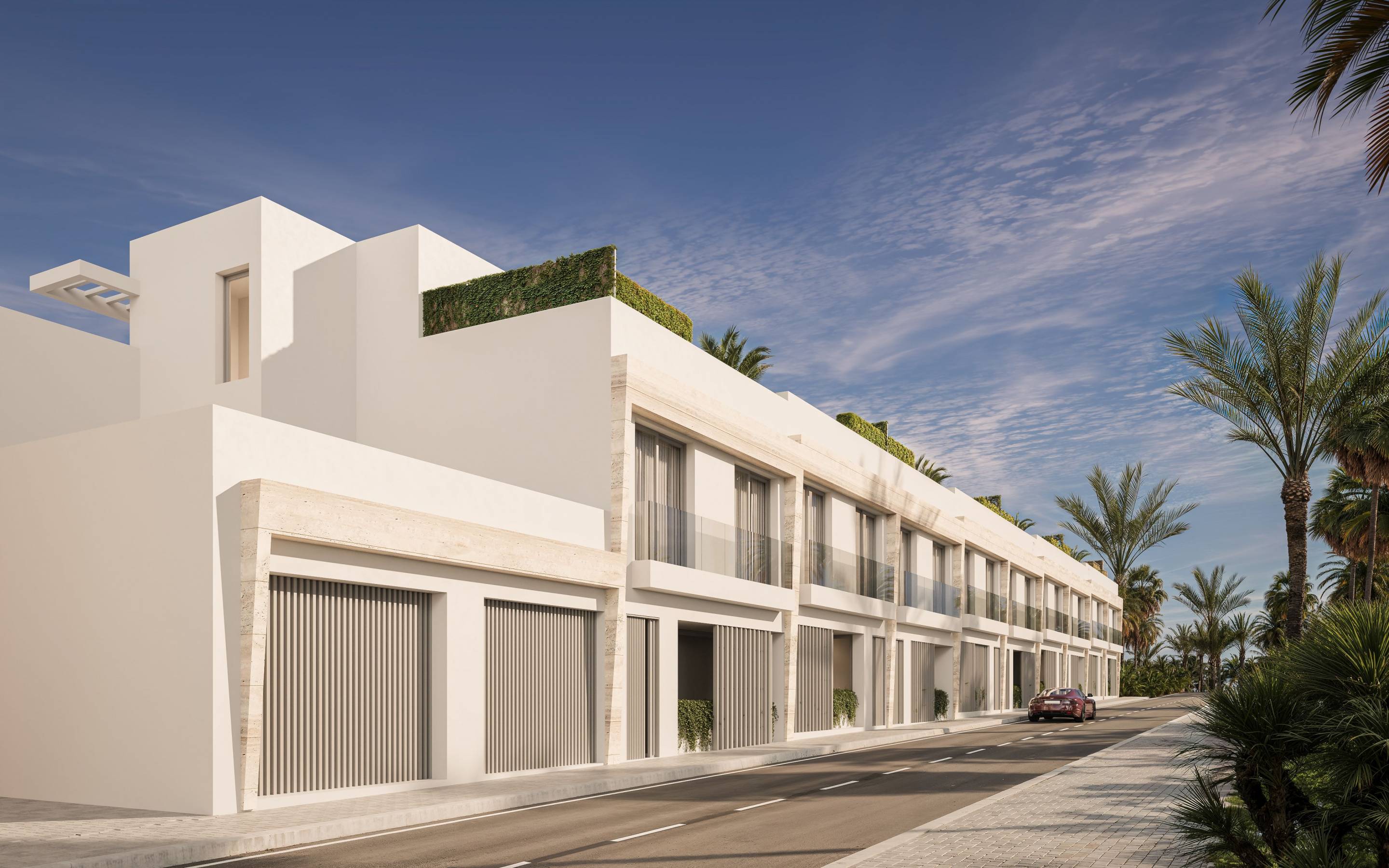 Terrace with glass balustrade overlooking coastline, San Pedro, Marbella