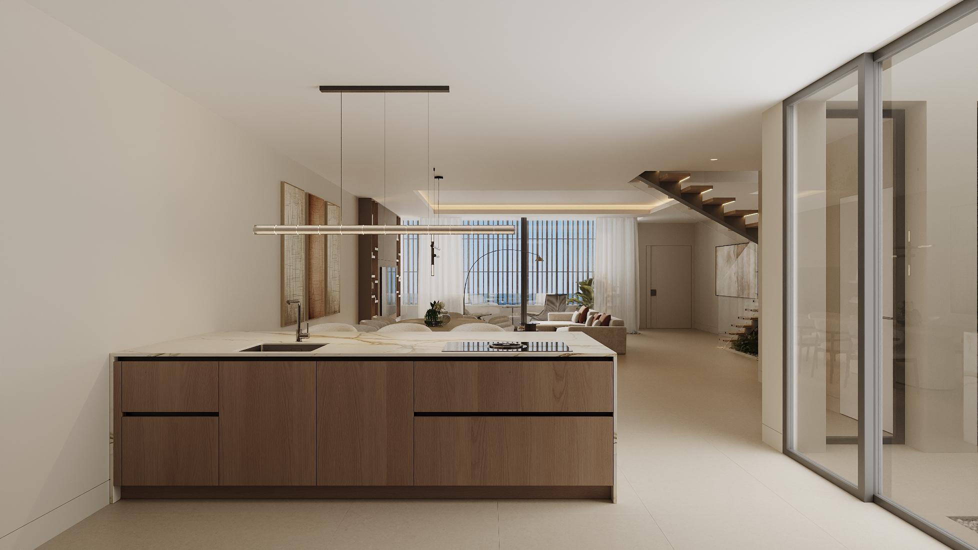Sea view from upper terrace of 4-bedroom new-build townhouse, San Pedro
