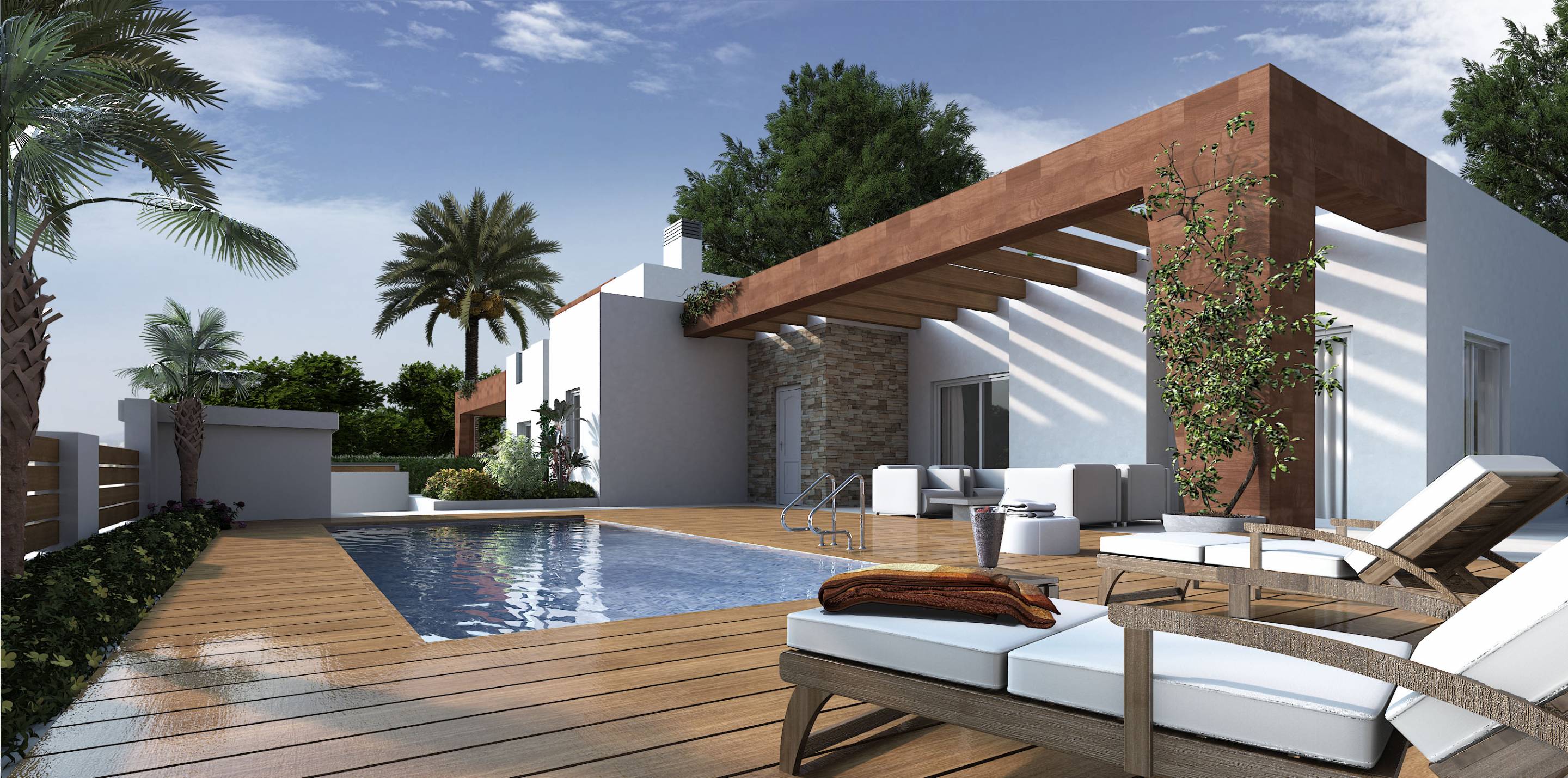 New-build 3-bedroom villa in Los Balcones, Torrevieja - exterior showing plot boundary and build footprint