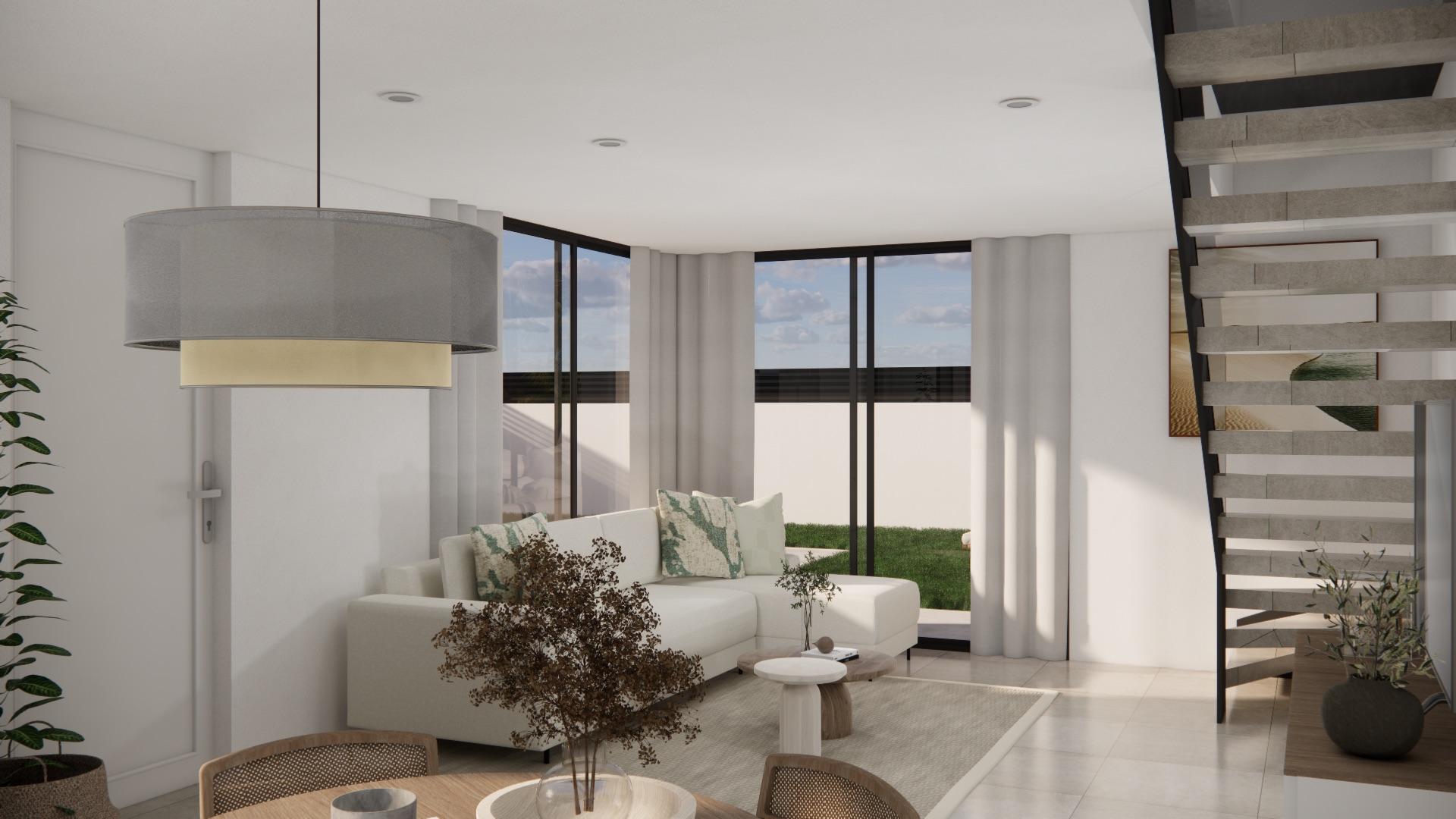 Private pool and paved terrace surround, new-build villa, Desamparados, Orihuela