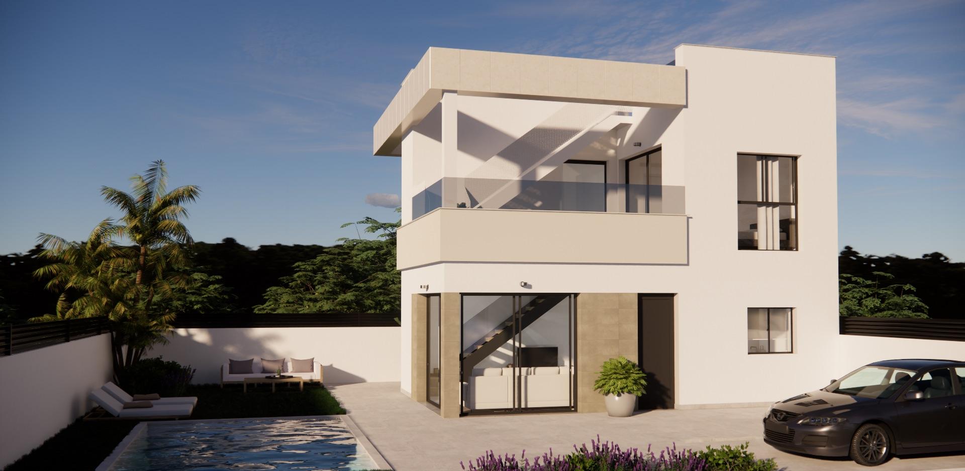 Optional solarium roof terrace at new-build villa, Desamparados, Orihuela