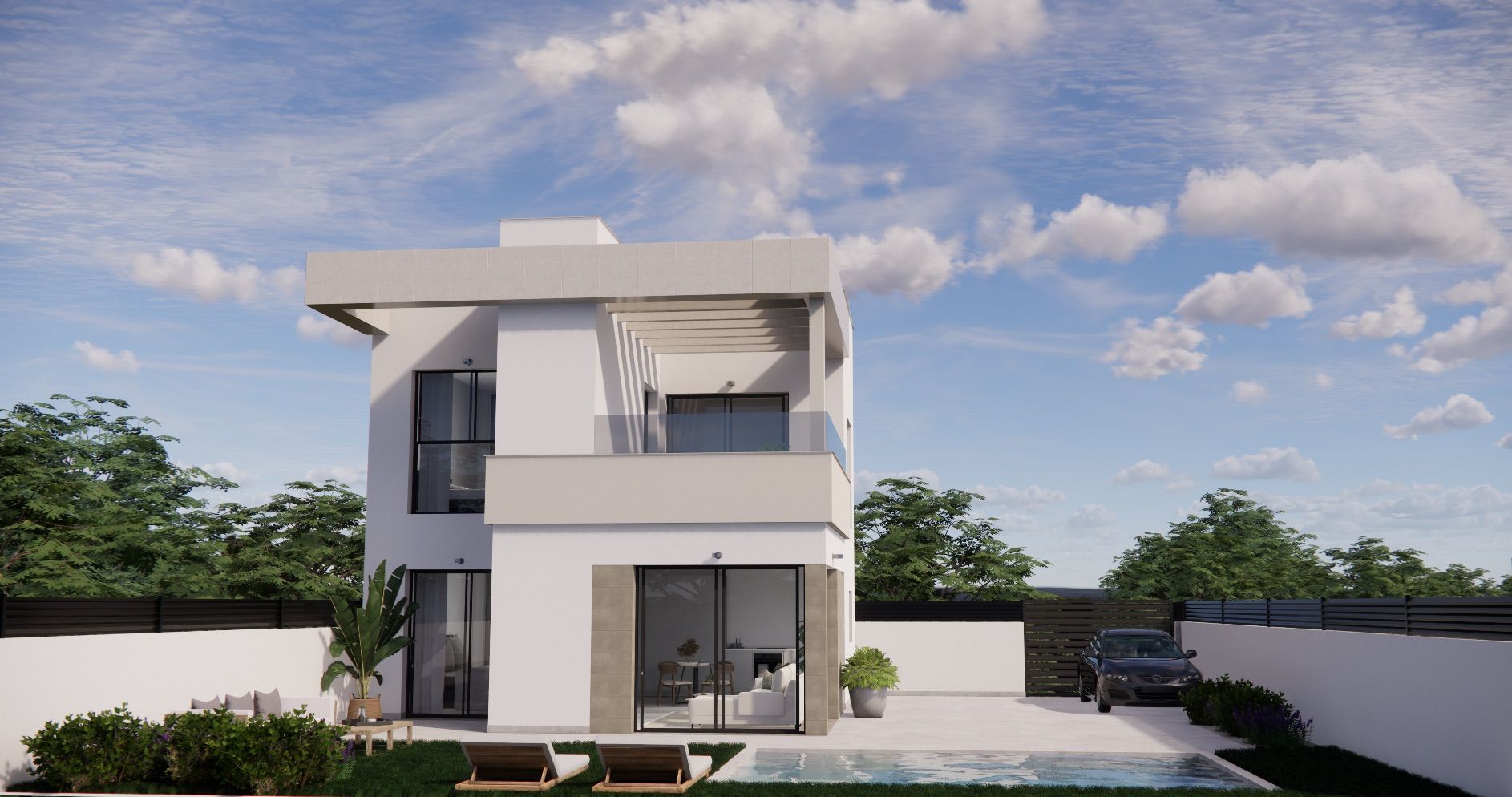 Interior of fitted wardrobe in 3-bedroom new-build villa, Desamparados, Orihuela