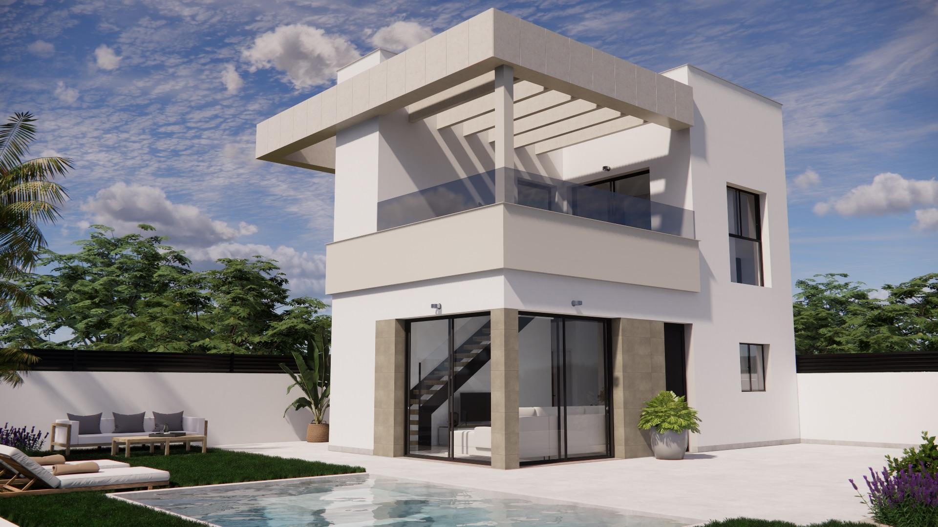 Open-plan living and dining room in 3-bedroom new-build villa, Desamparados, Orihuela