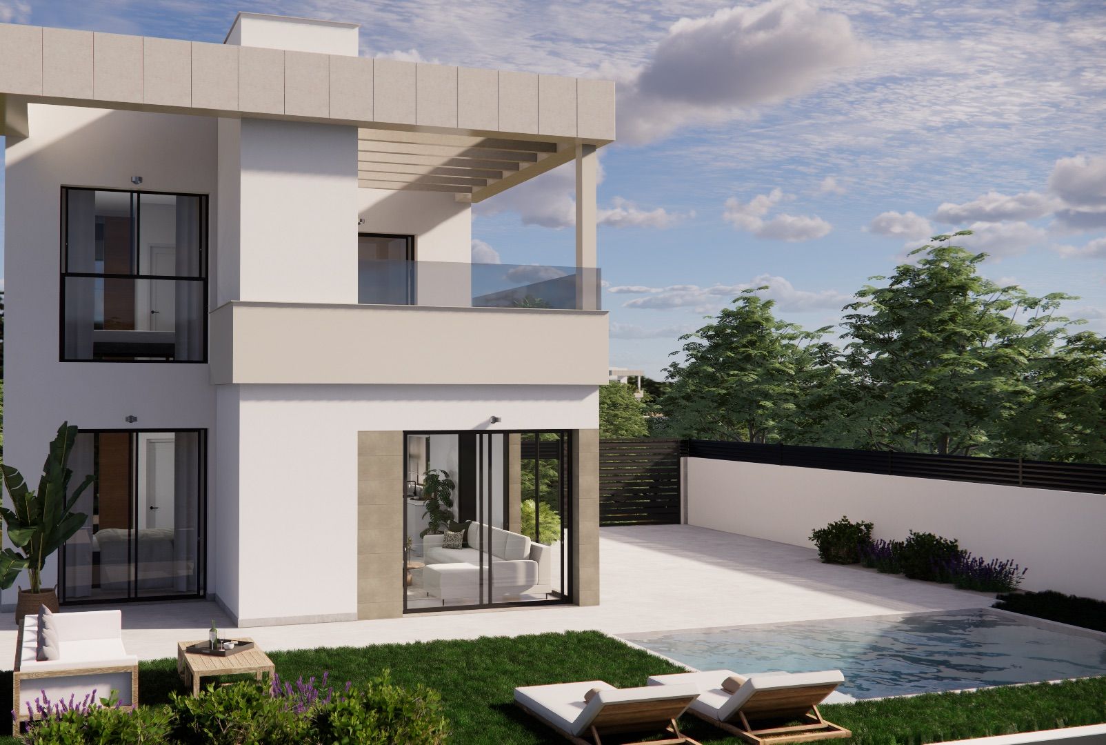 Main bedroom with built-in wardrobes in new-build villa, Desamparados, Orihuela