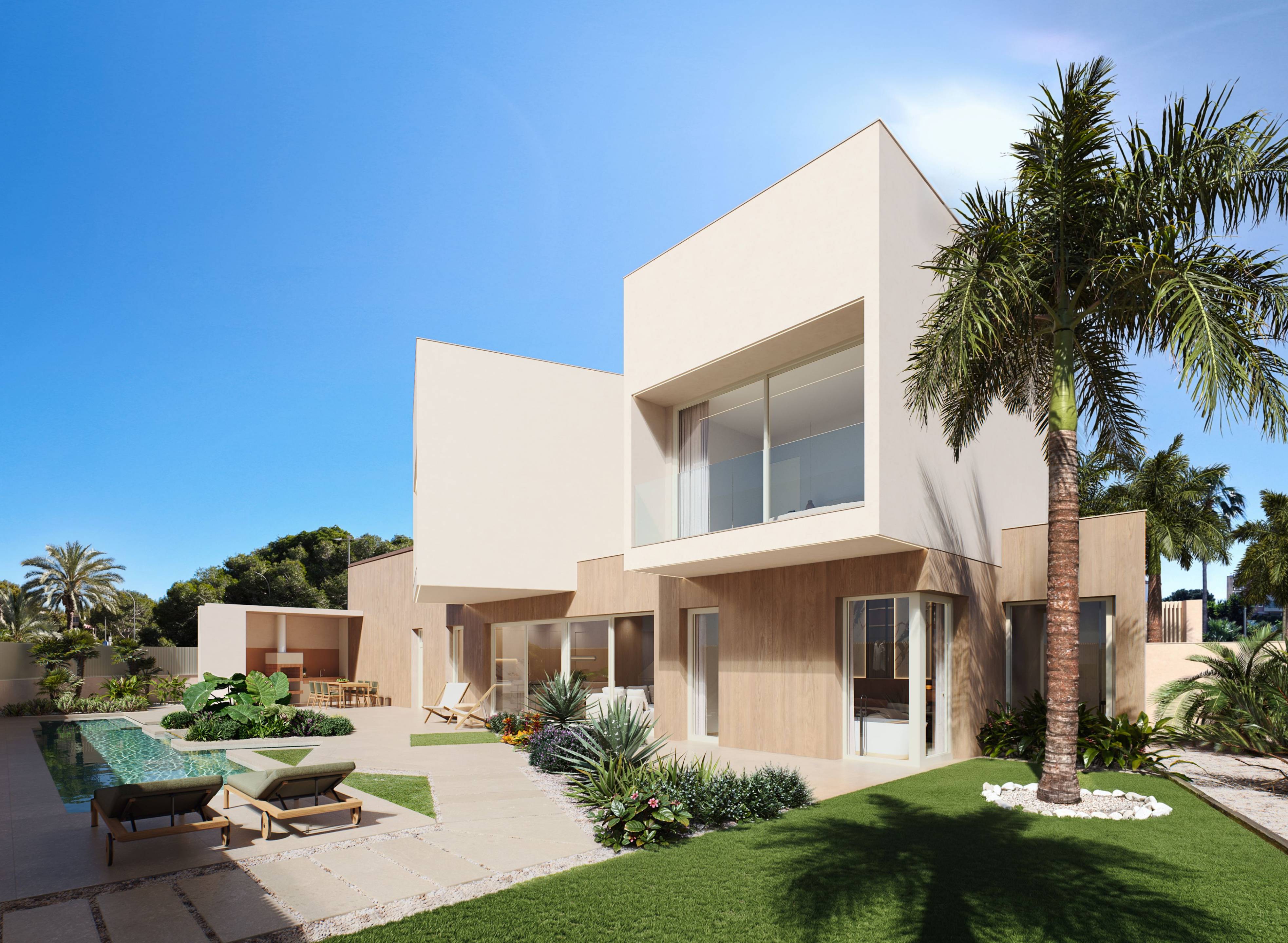 Rooftop solarium with open sky above, new-build villa, Altos de Campoamor