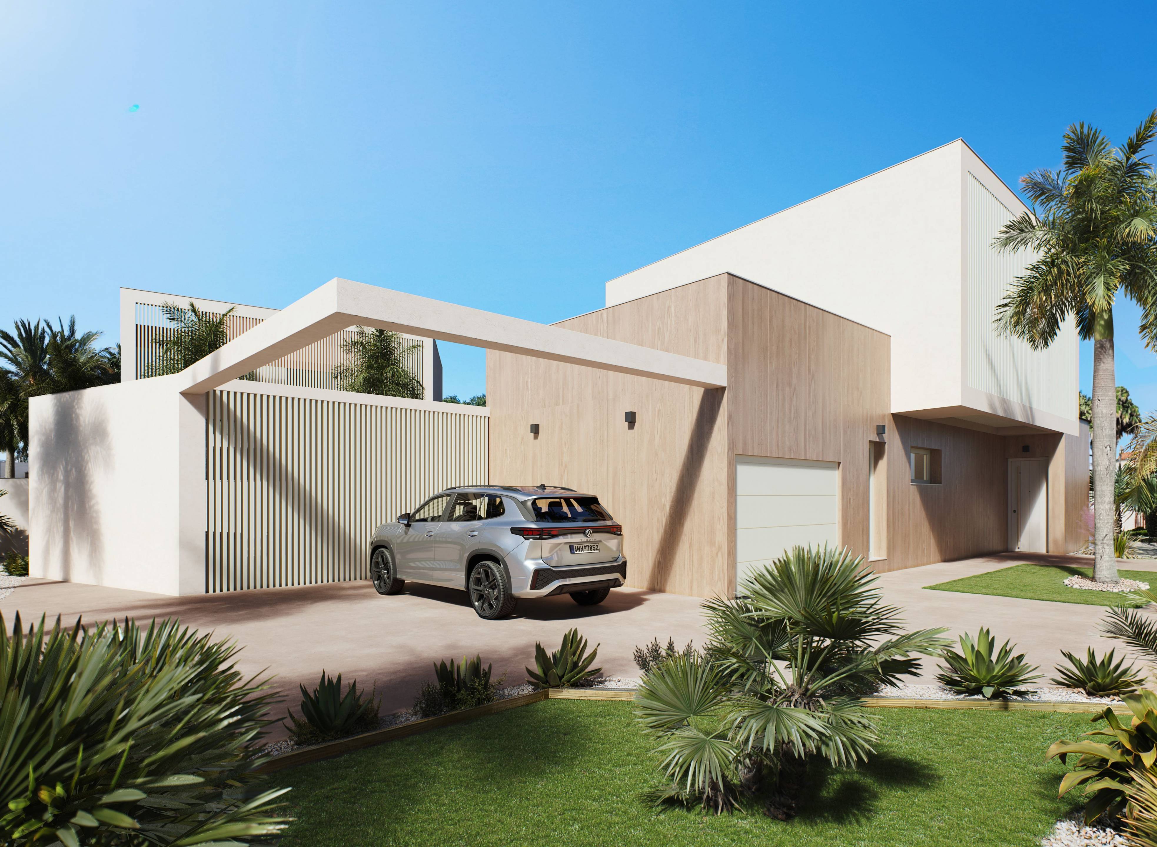 Elevated view of villa plot and surrounding residential development, Altos de Campoamor