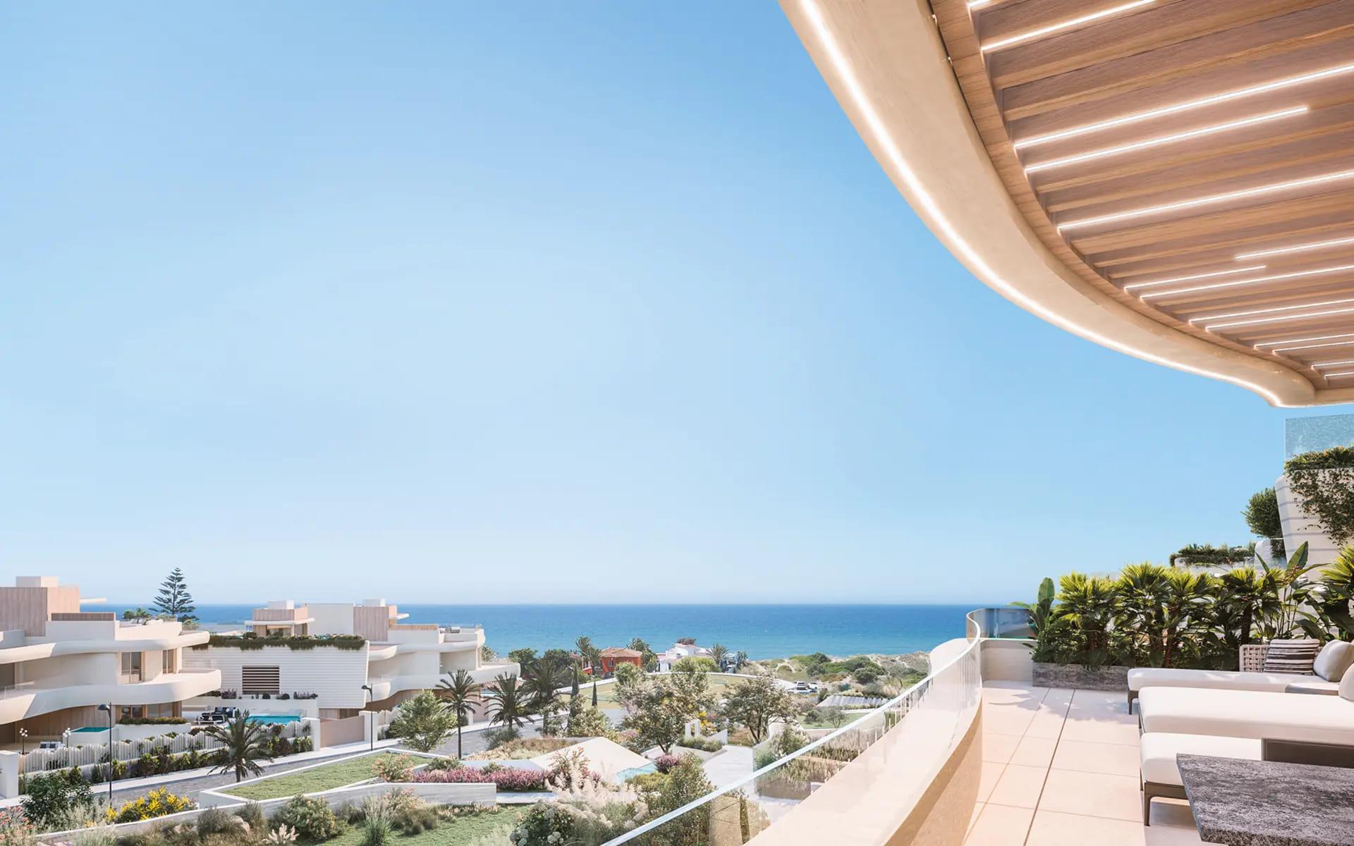 Main bedroom with built-in wardrobes in 3-bedroom new-build penthouse, Santa Clara, Marbella