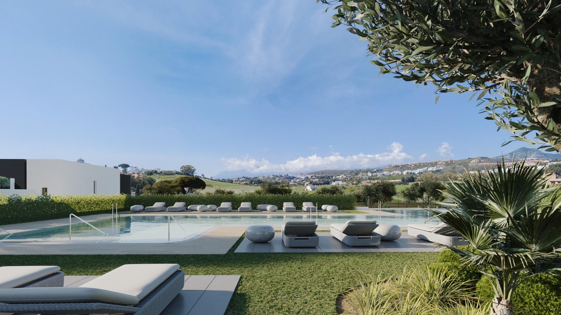 Open-plan living and dining area in 4-bedroom new-build townhouse, Estepona