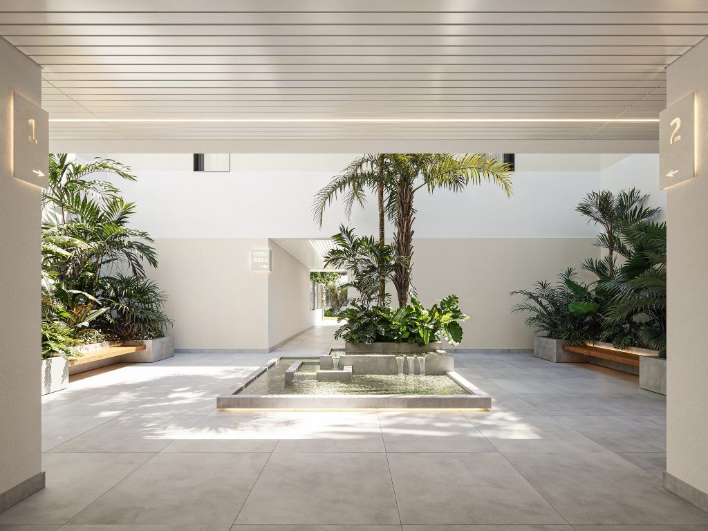 Landscaped communal gardens in new-build development, Torre del Mar