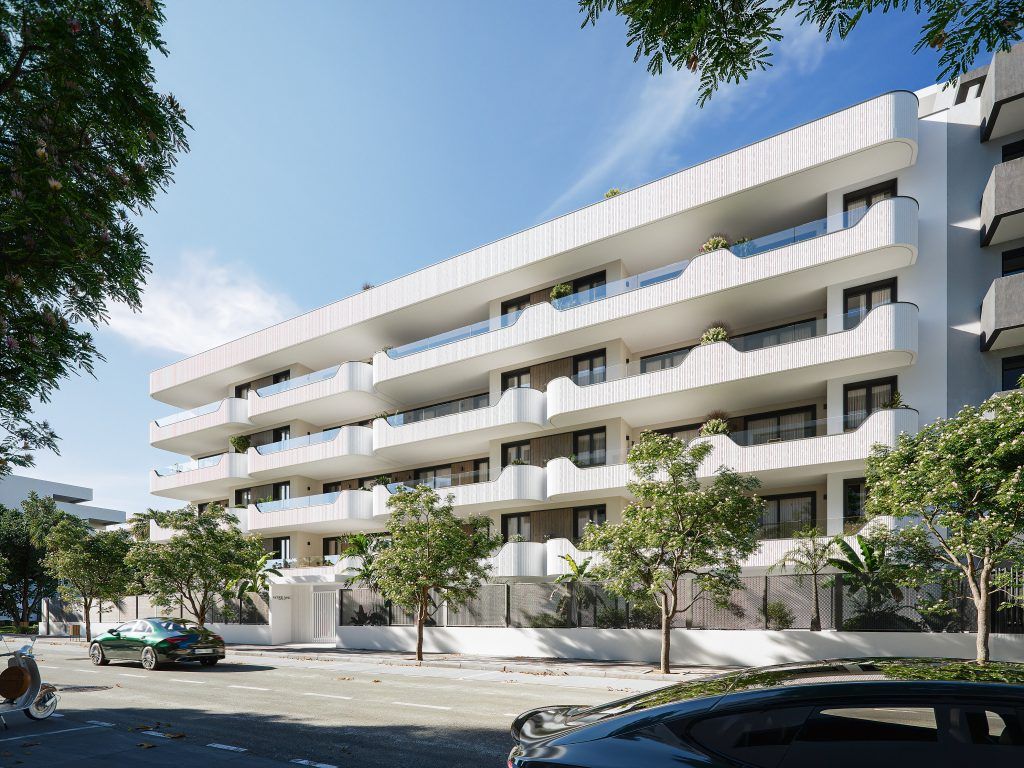 Street view of new-build residential complex, Torre del Mar, Vélez-Málaga