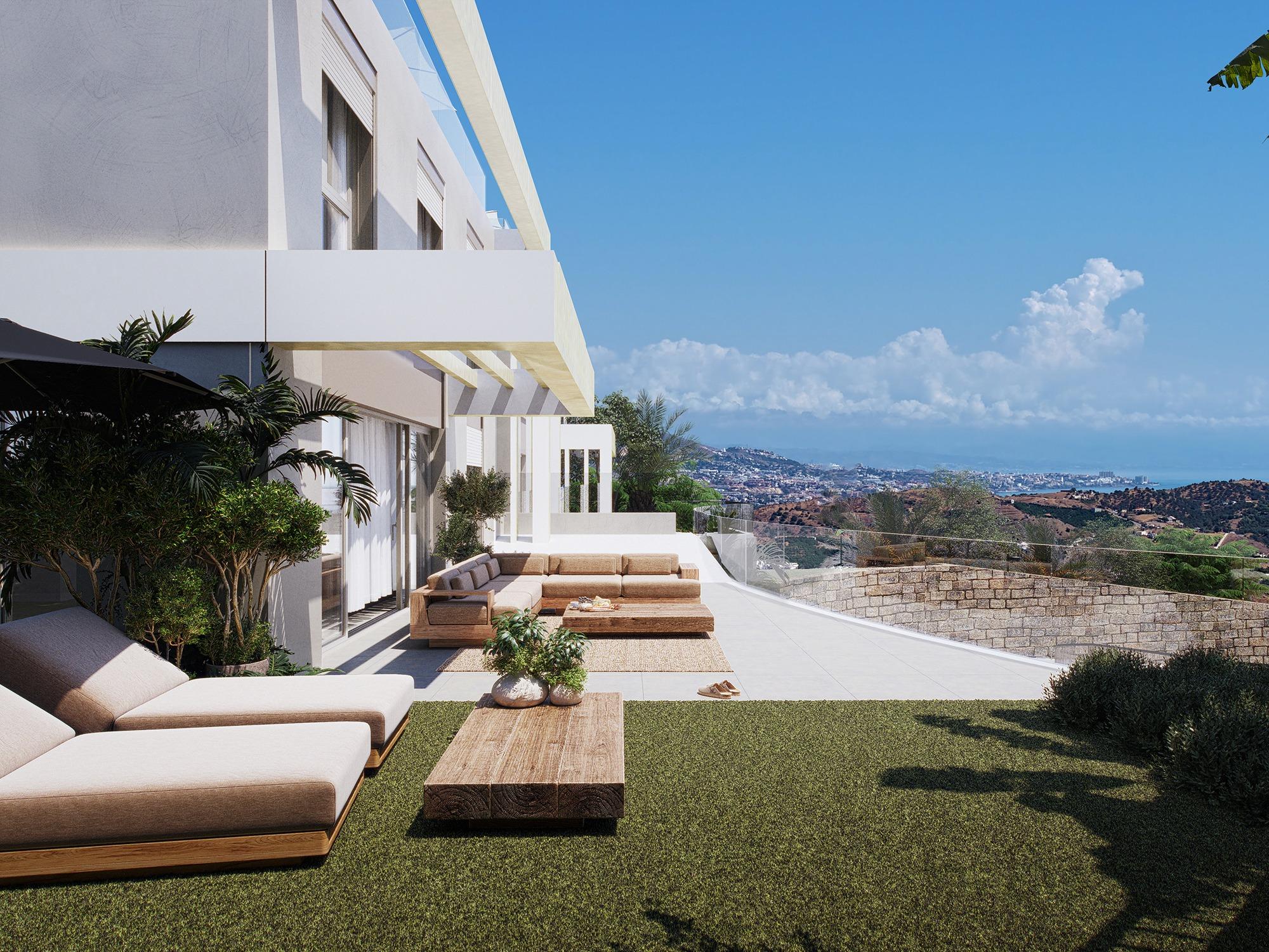 Porcelain tile flooring in living area, new-build townhouse, Riviera del Sol