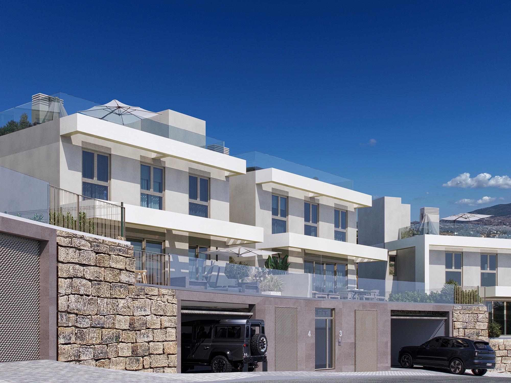 Coastal and mountain views from new-build townhouse terrace, Riviera del Sol
