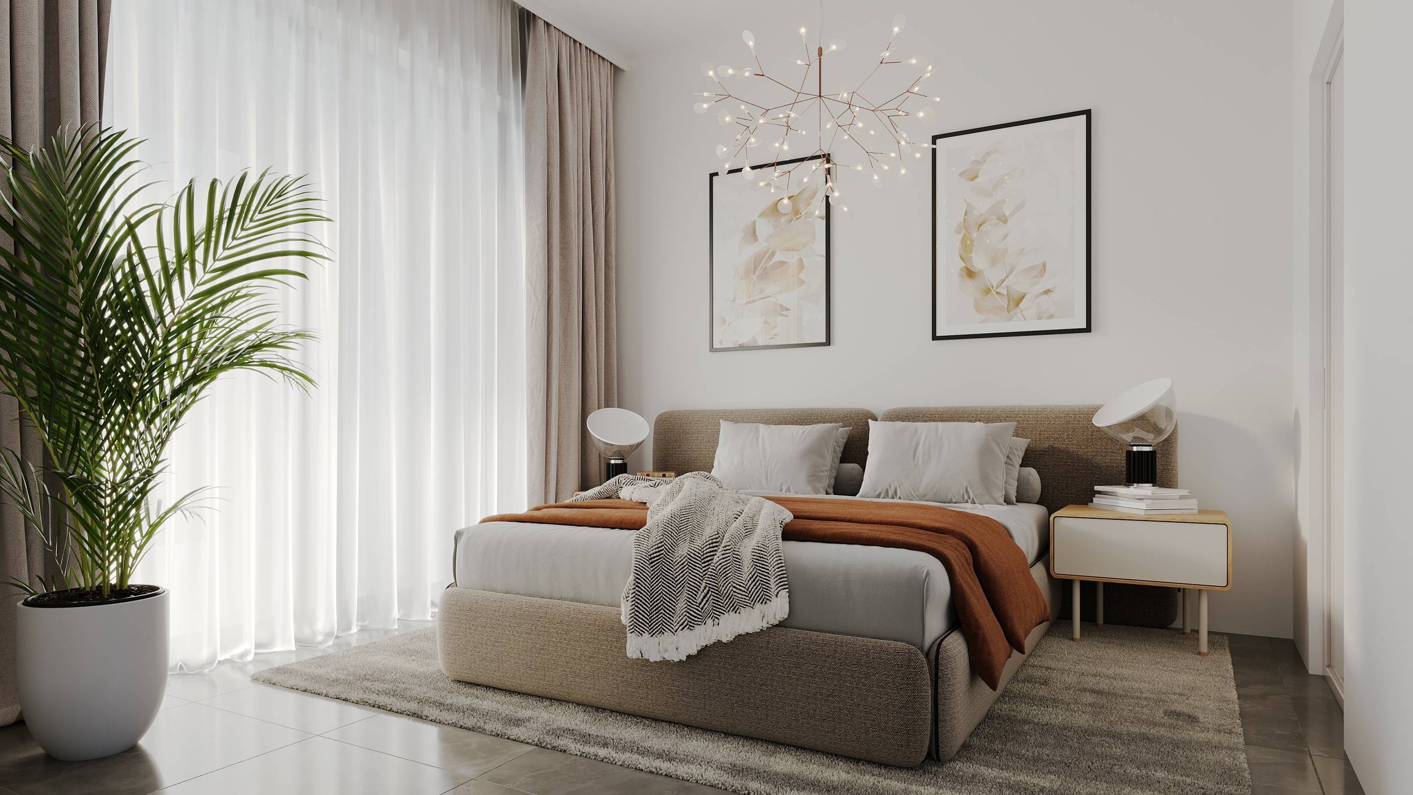 Bedroom with built-in wardrobes and natural light, new-build villa, Cometa-Carrió, Calpe