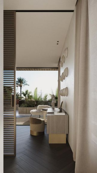 Front facade of new-build villa on large plot, Nagüeles, Marbella