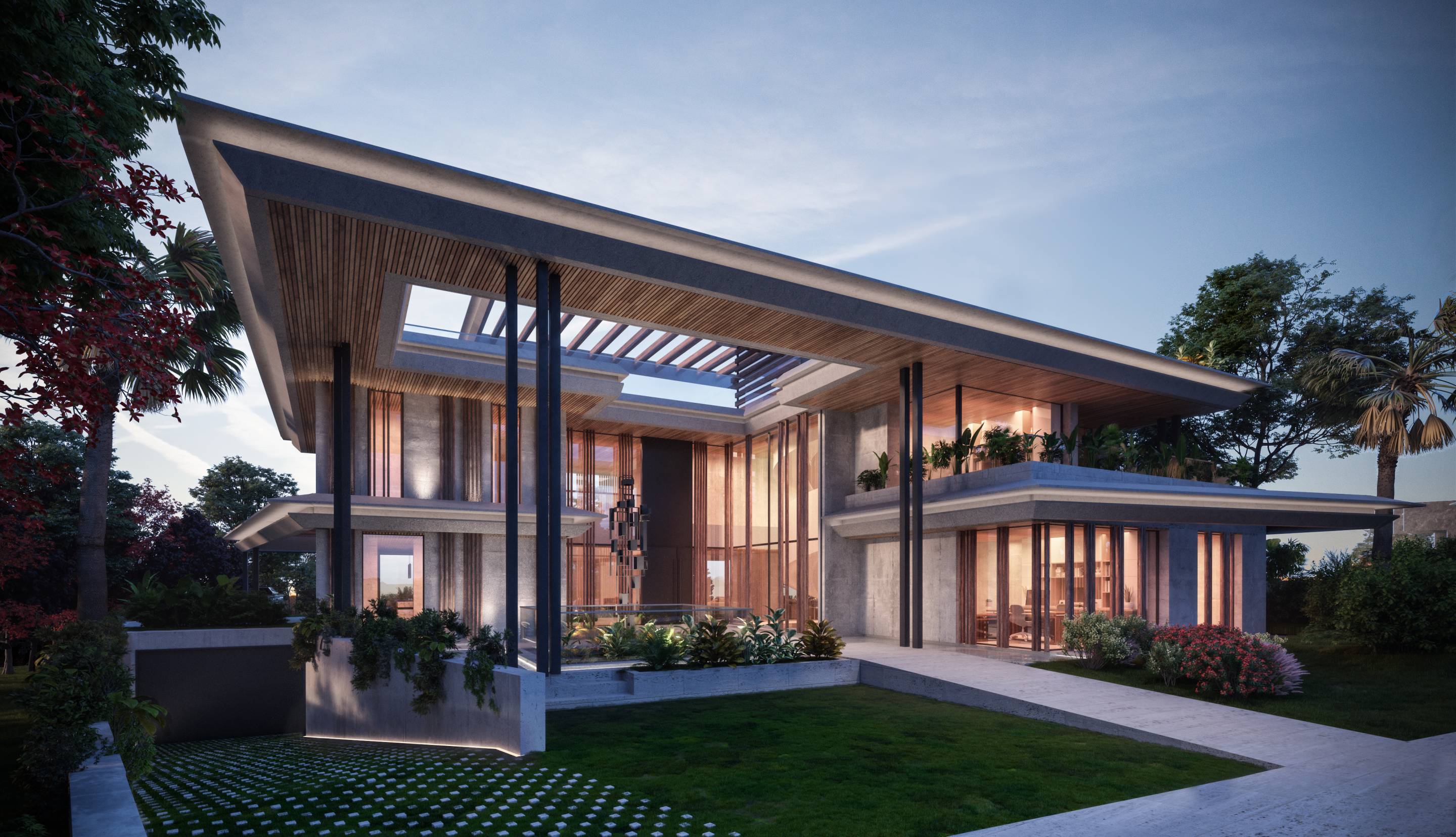 Aerial view of new-build villa and plot, Nagüeles, Marbella