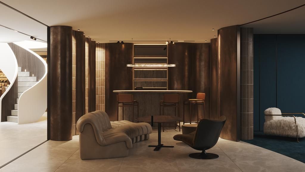 Entrance hallway and staircase in new-build villa, Nagüeles, Marbella