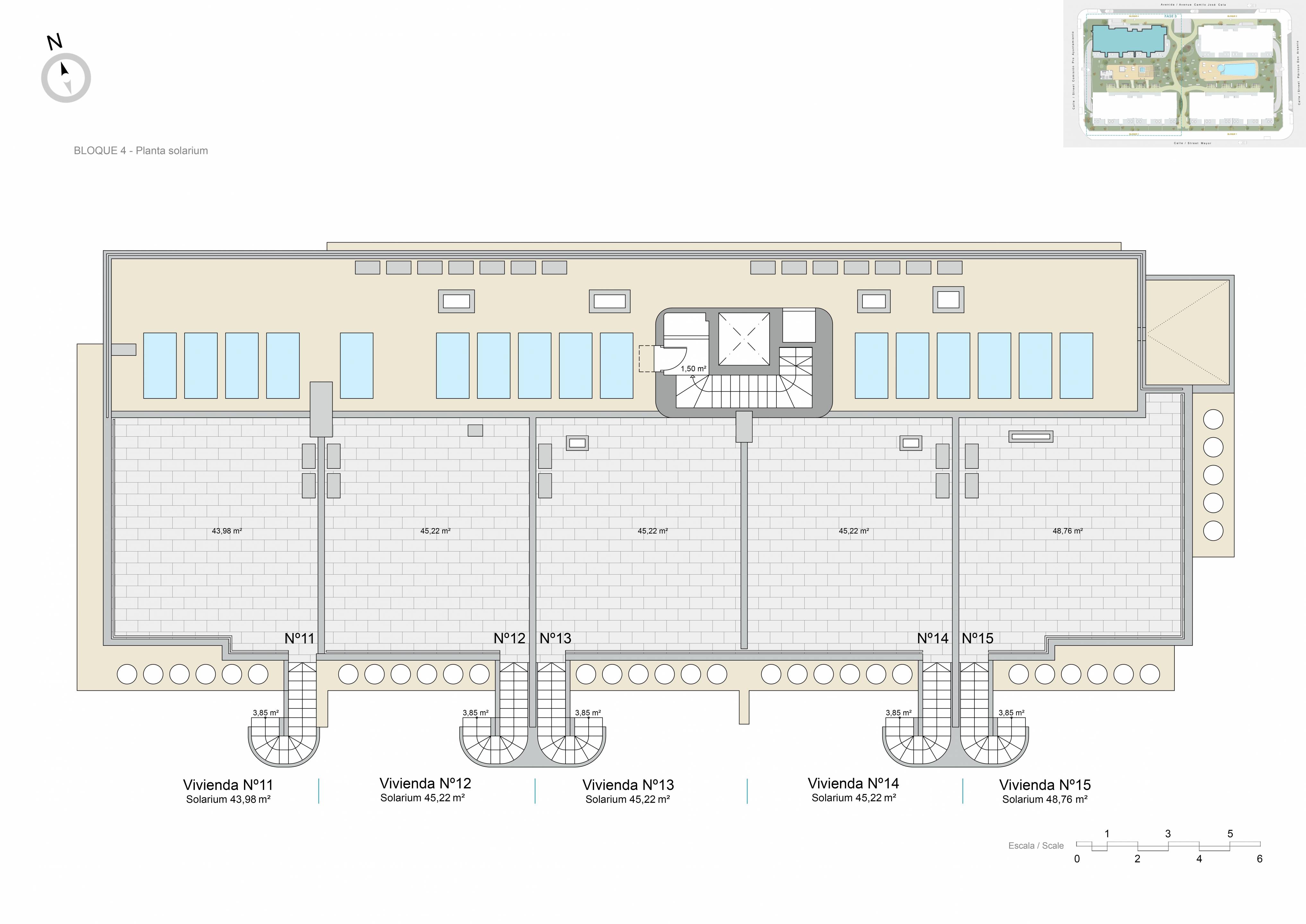 Second floor plan view of 2-bedroom penthouse, Zona Pueblo, Pilar De La Horadada