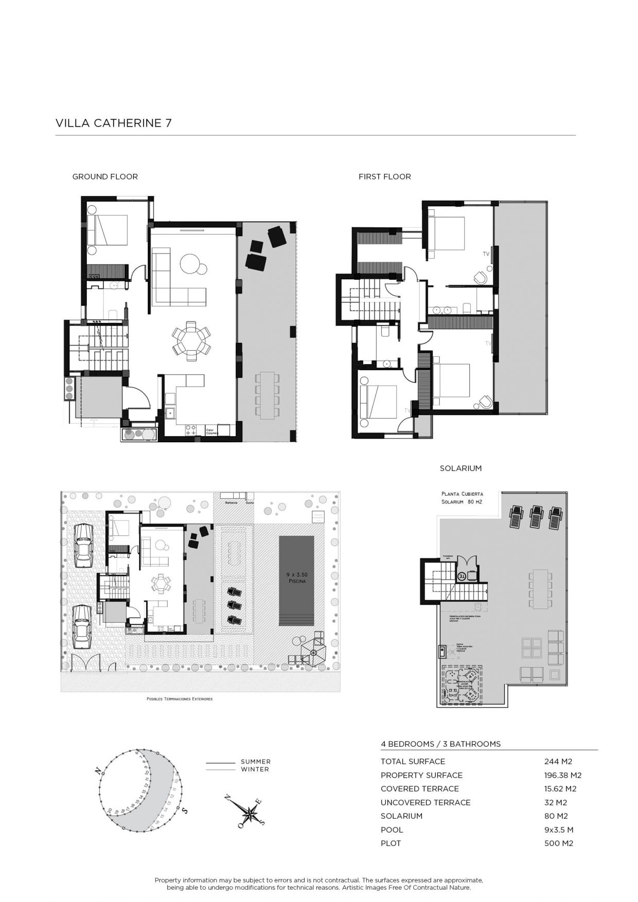 Floor plan of 4-bedroom detached new-build villa on 500m2 plot, La Fiesta, Rojales