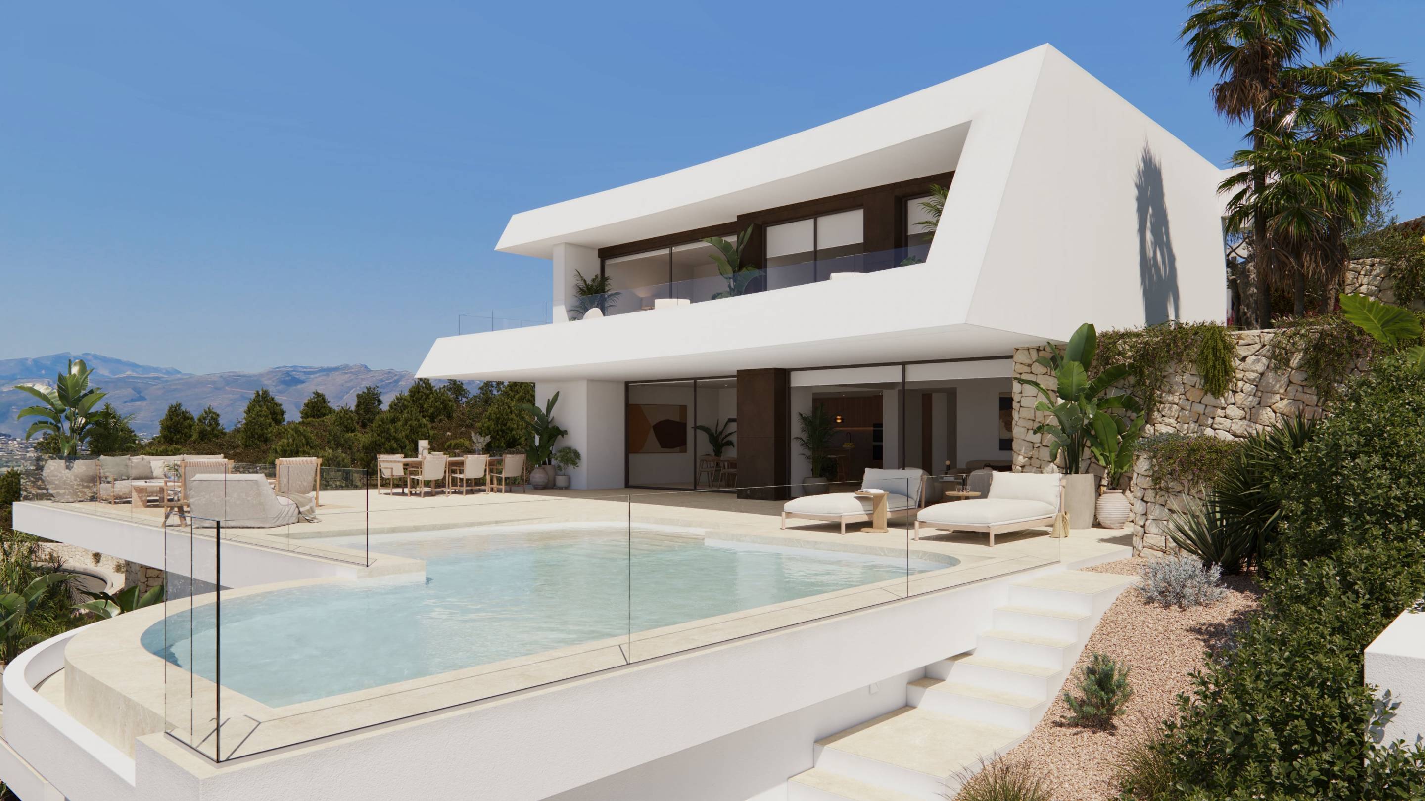 Exterior facade of new-build villa, Cumbres del Sol, Benitachell