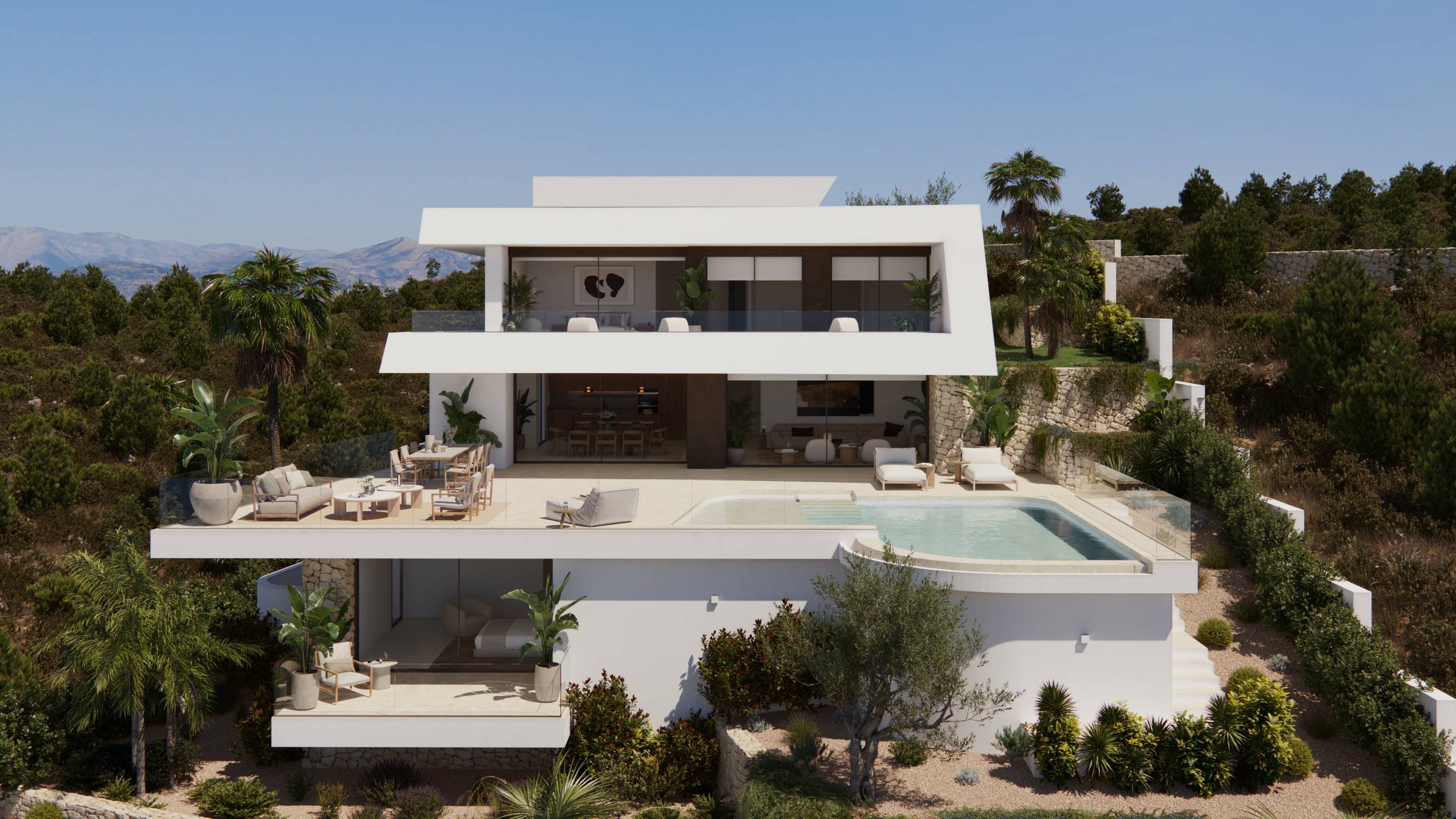 Interior staircase in new-build villa, Cumbres del Sol, Benitachell