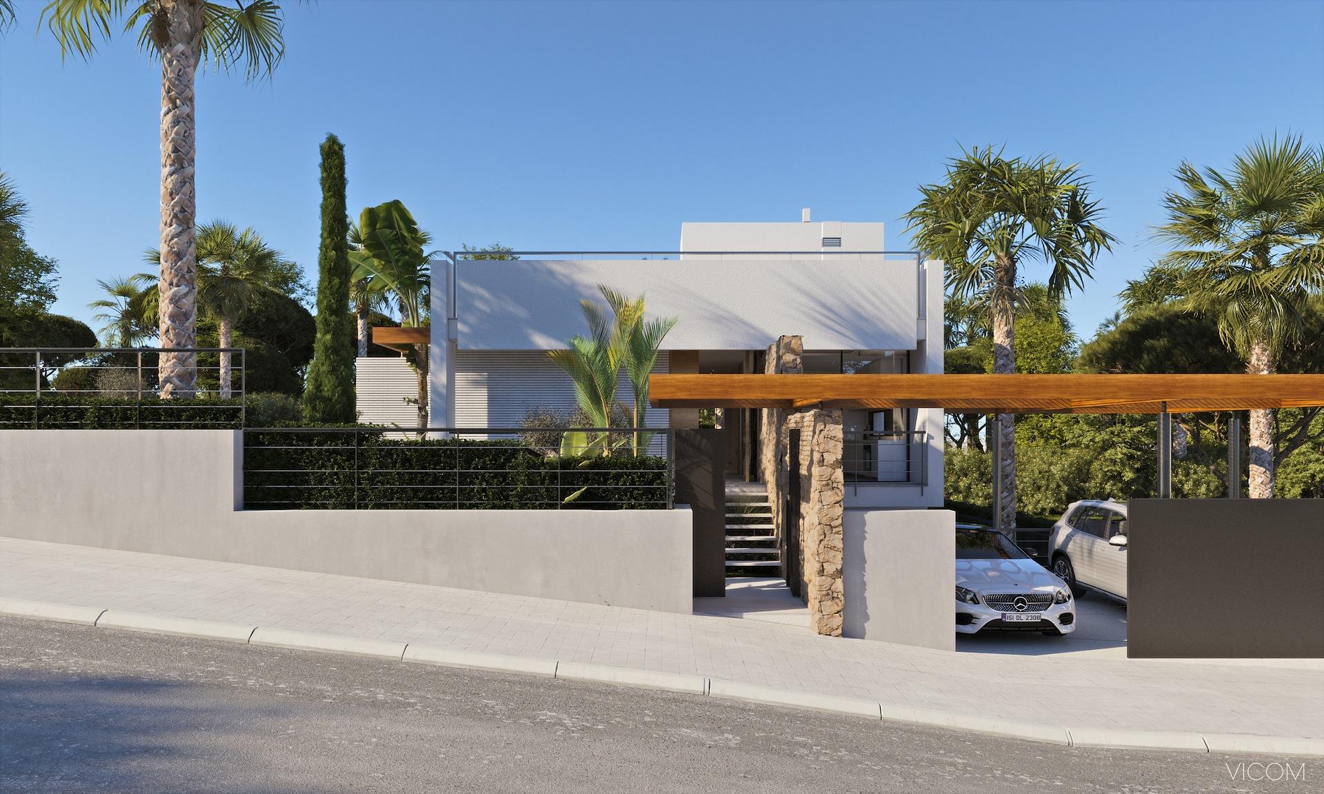 Front facade of 4-bedroom new-build villa in Campoamor, Orihuela Costa