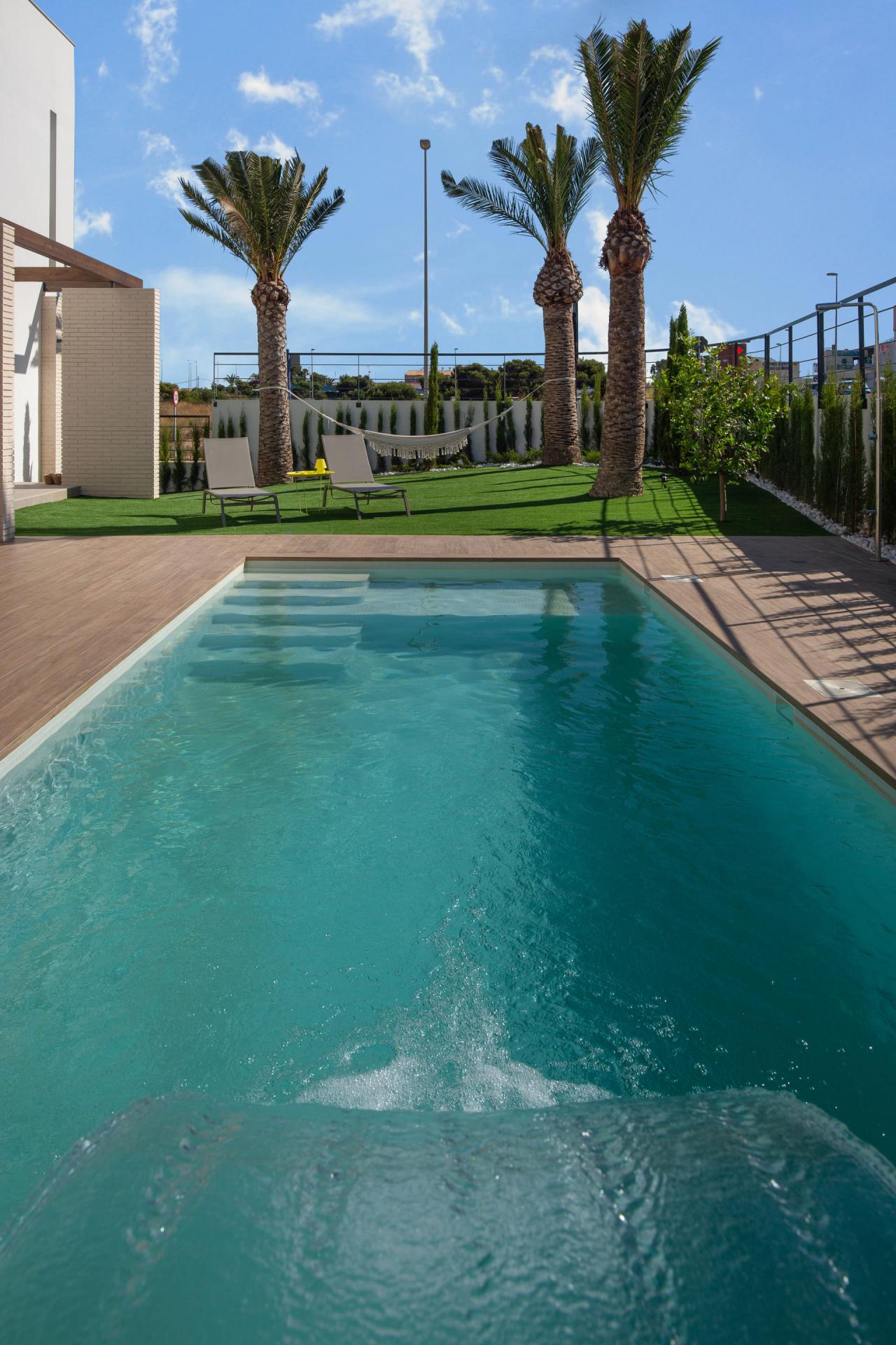 Street-level view of villa location in Campoamor, Orihuela Costa