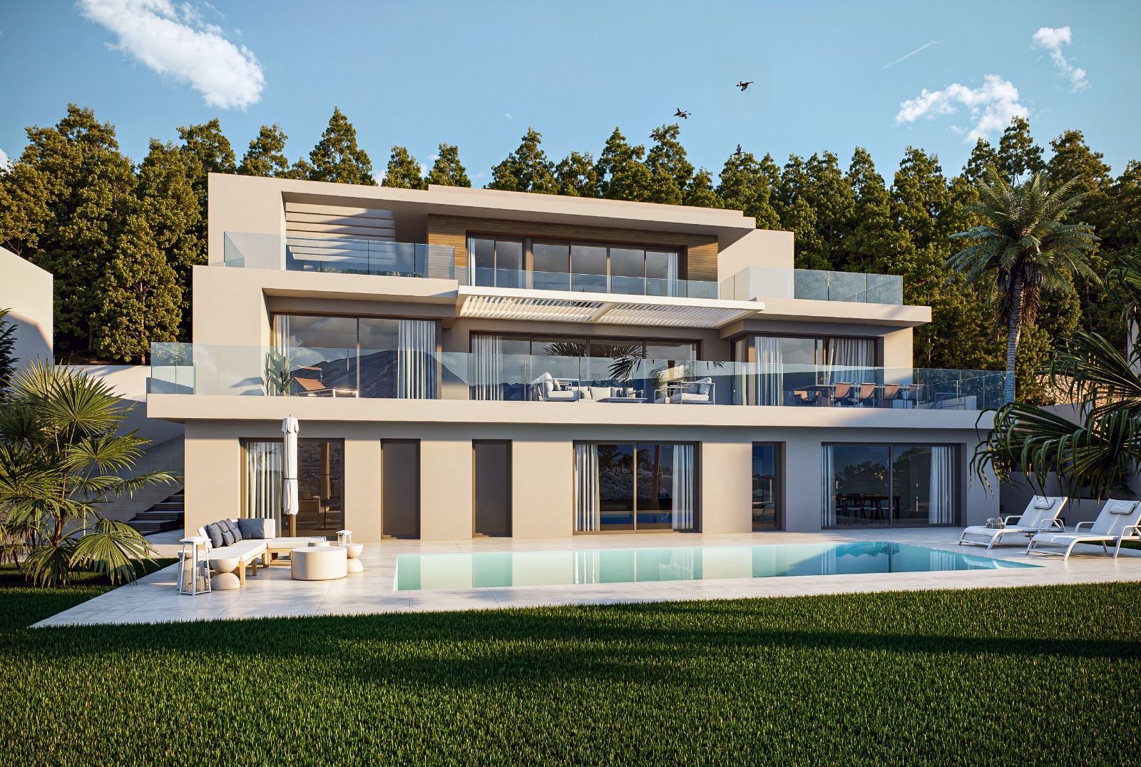 Ground floor layout plan of 4-bedroom new-build villa in Altea Hills, Altea